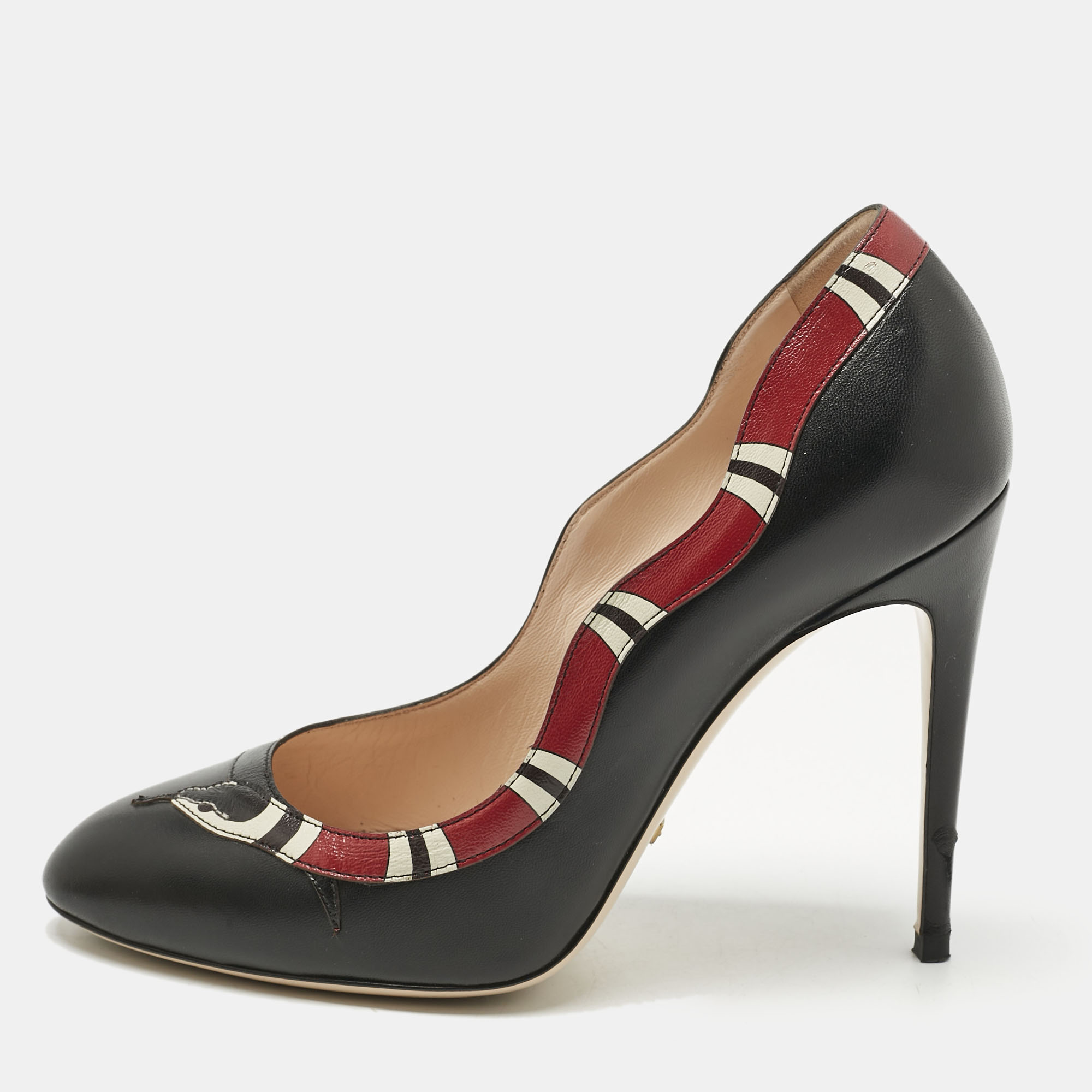 

Gucci Black/Red Leather Kingsnake Pumps Size