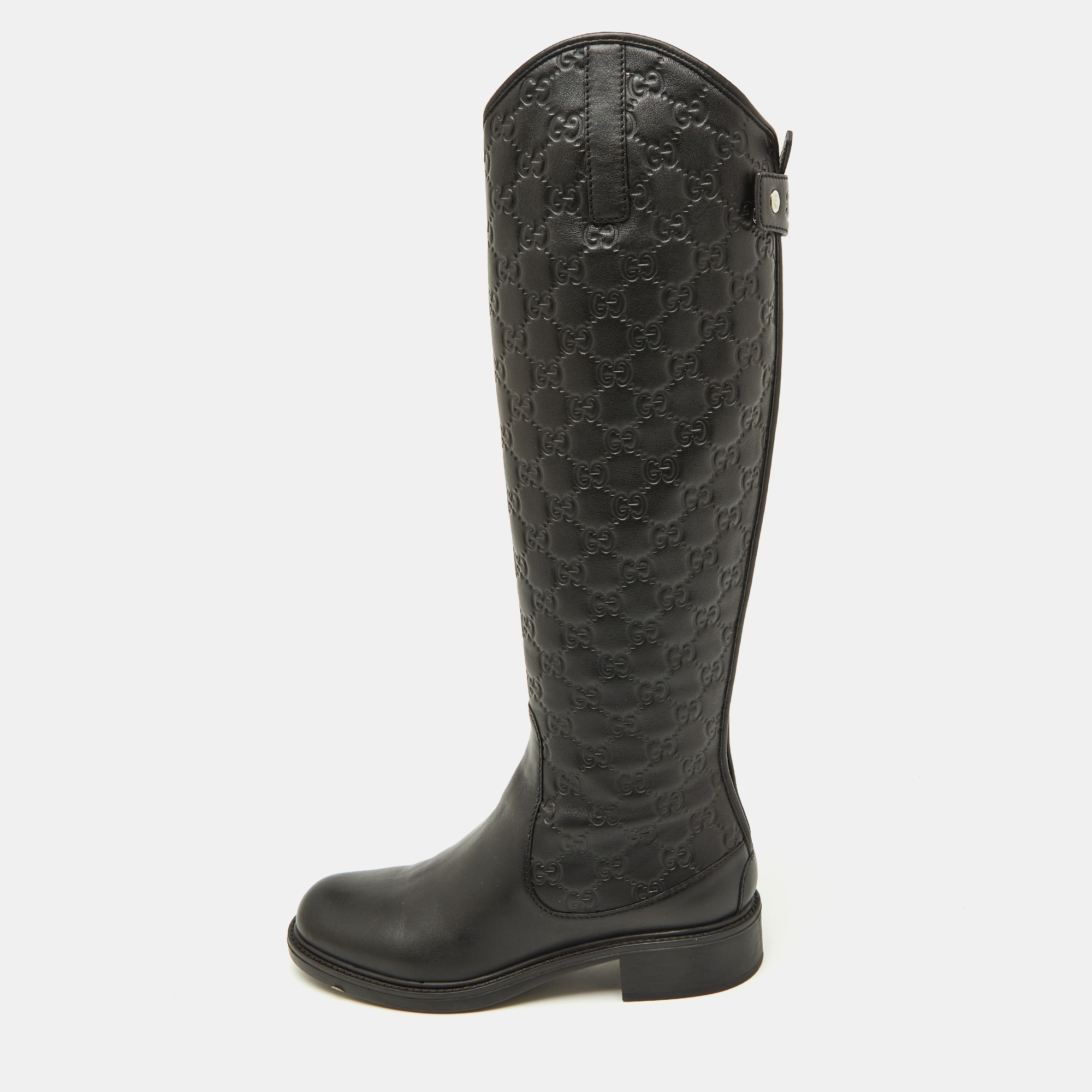 

Gucci Black Guccissima Leather Knee Length Boots Size