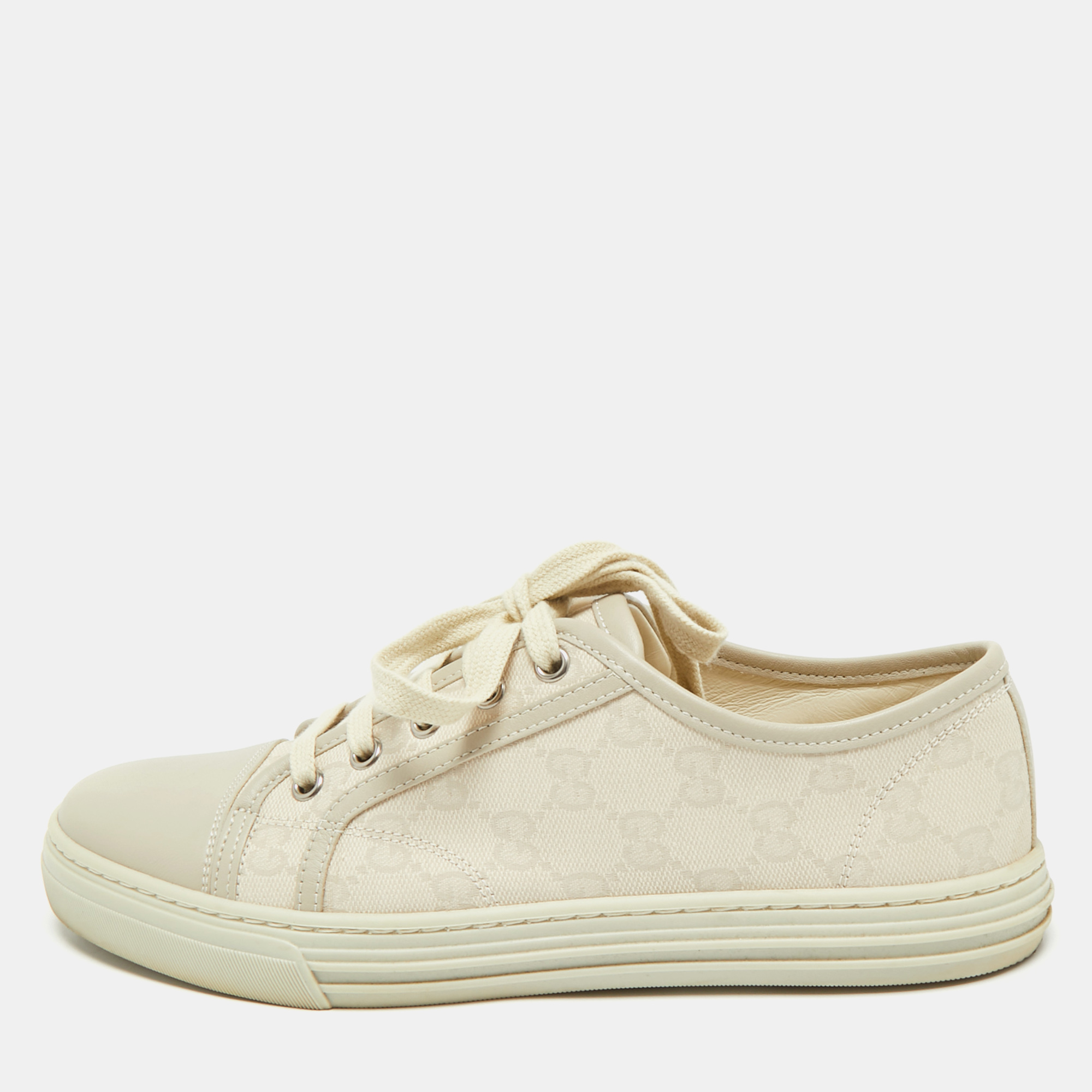 

Gucci Grey GG Canvas and Leather Lace Up Sneakers Size