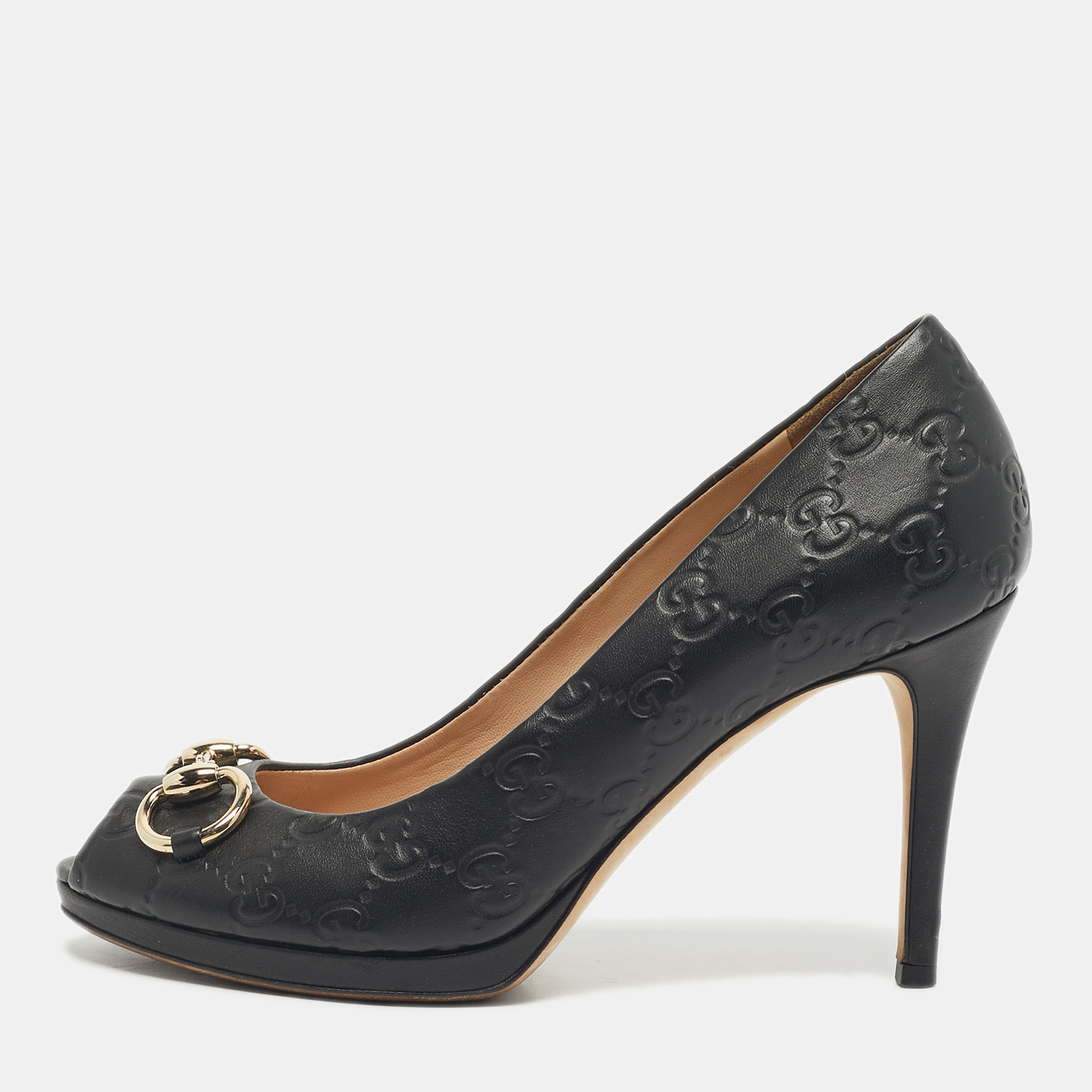 

Gucci Black Guccissima Leather New Hollywood Pumps Size