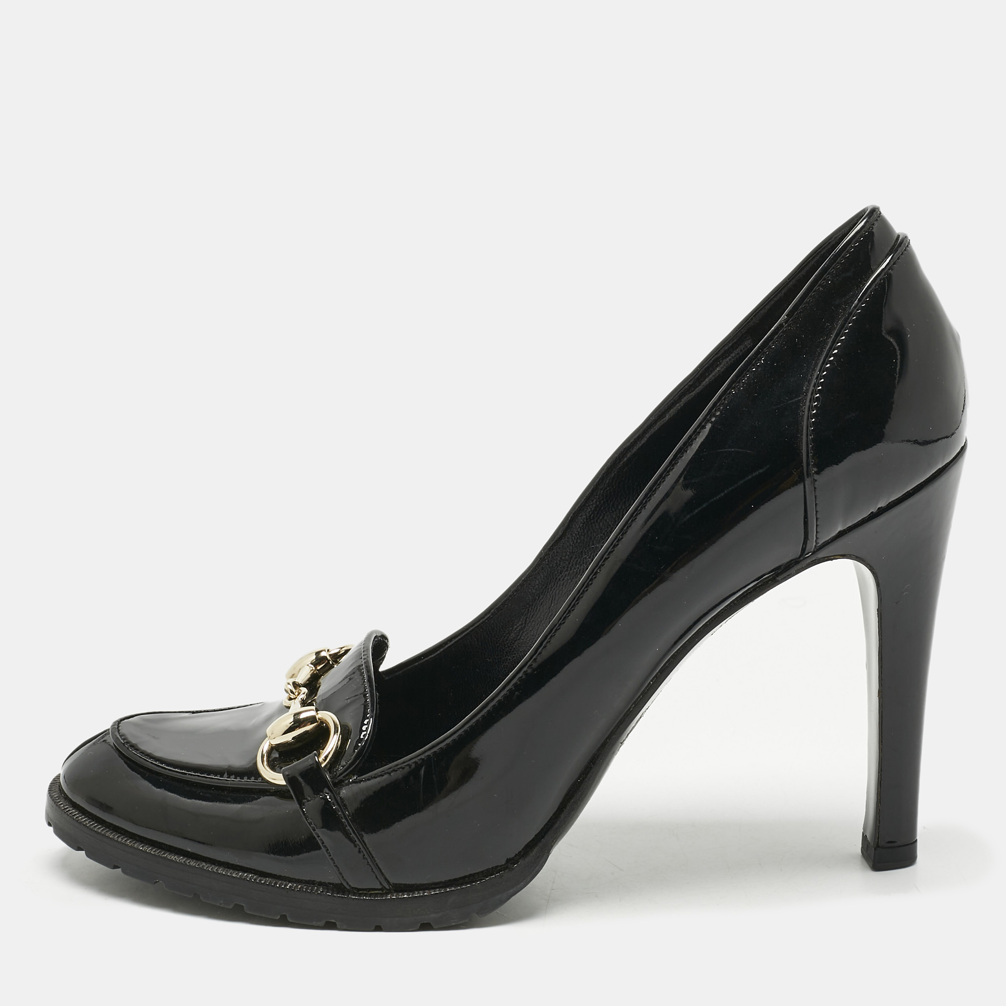 

Gucci Black Patent Leather Horsebit Pumps Size