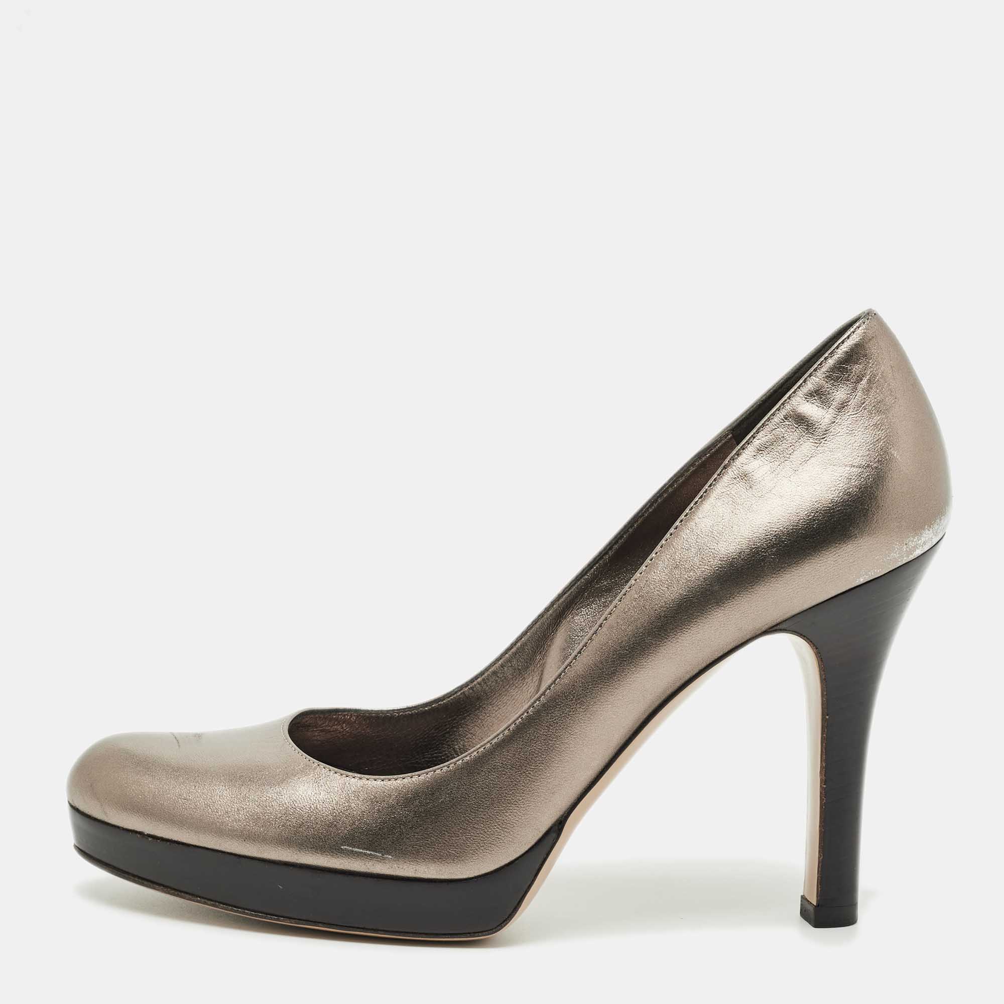 

Gucci Metallic Leather Platform Pumps Size 40