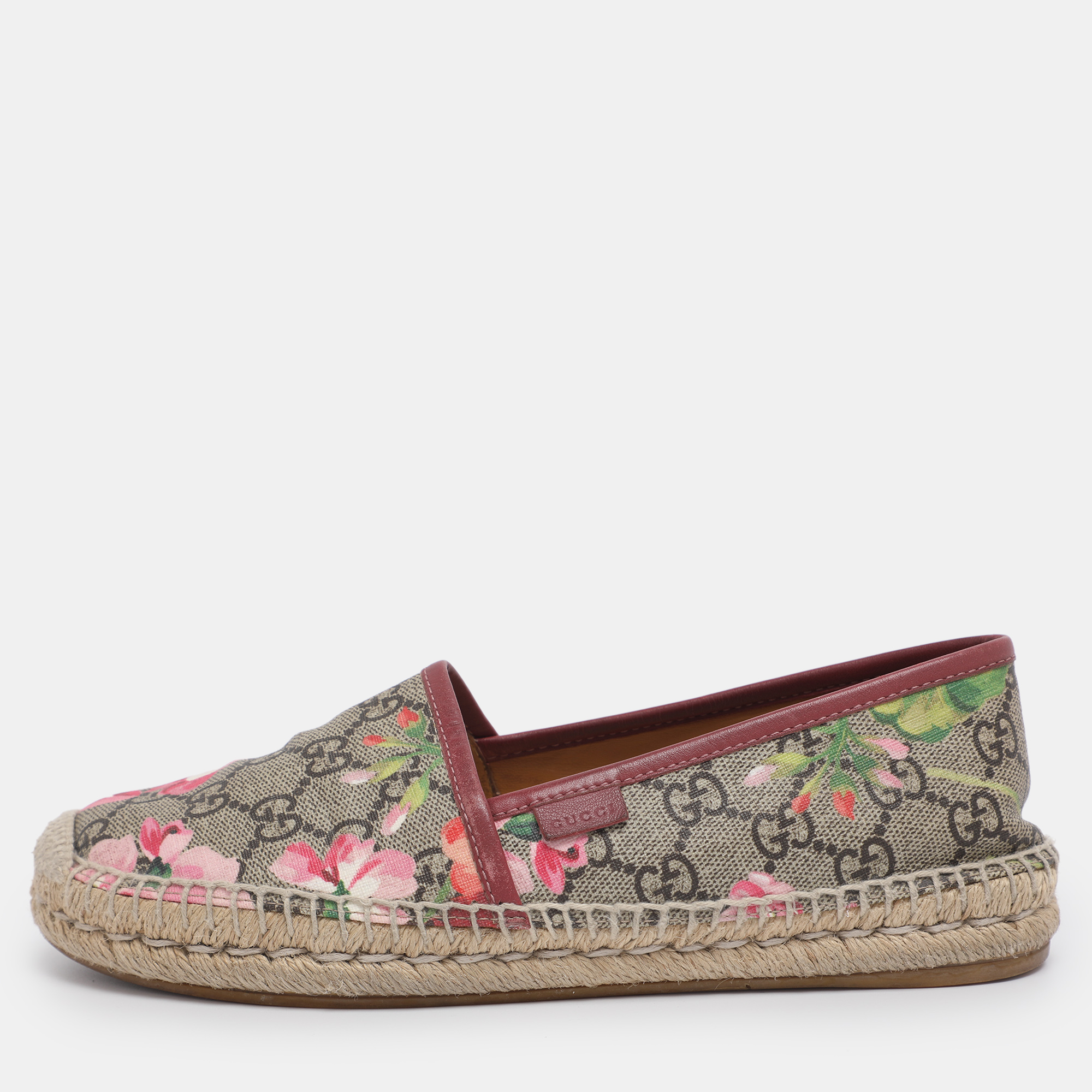 

Gucci Multicolor GG Supreme Bloom Canvas Espadrille Flats Size