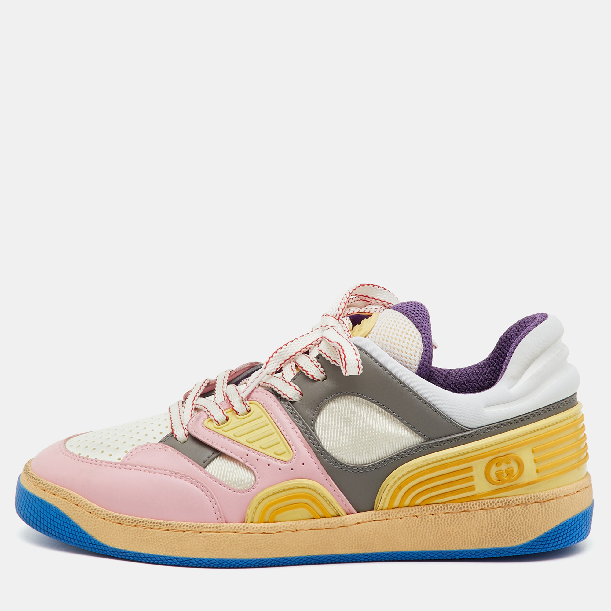 

Gucci Multicolor Leather and Fabric Demetra Basket Low Top Sneakers Size