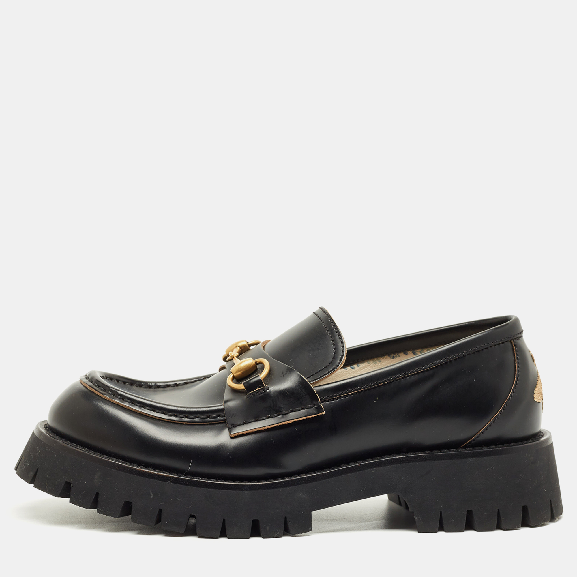 

Gucci Black Leather Horsebit Loafers Size
