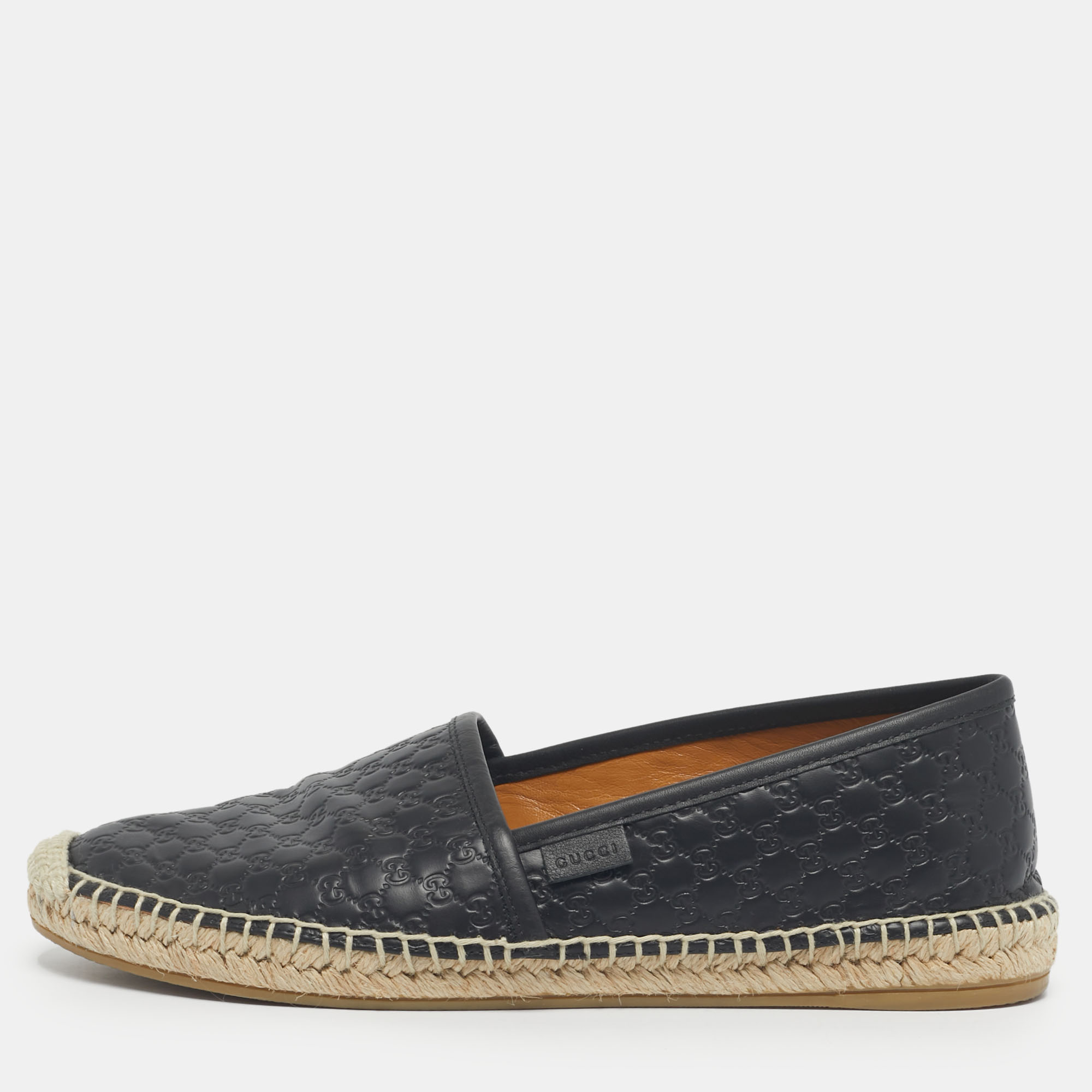

Gucci Black Leather GG Espadrille Flats Size