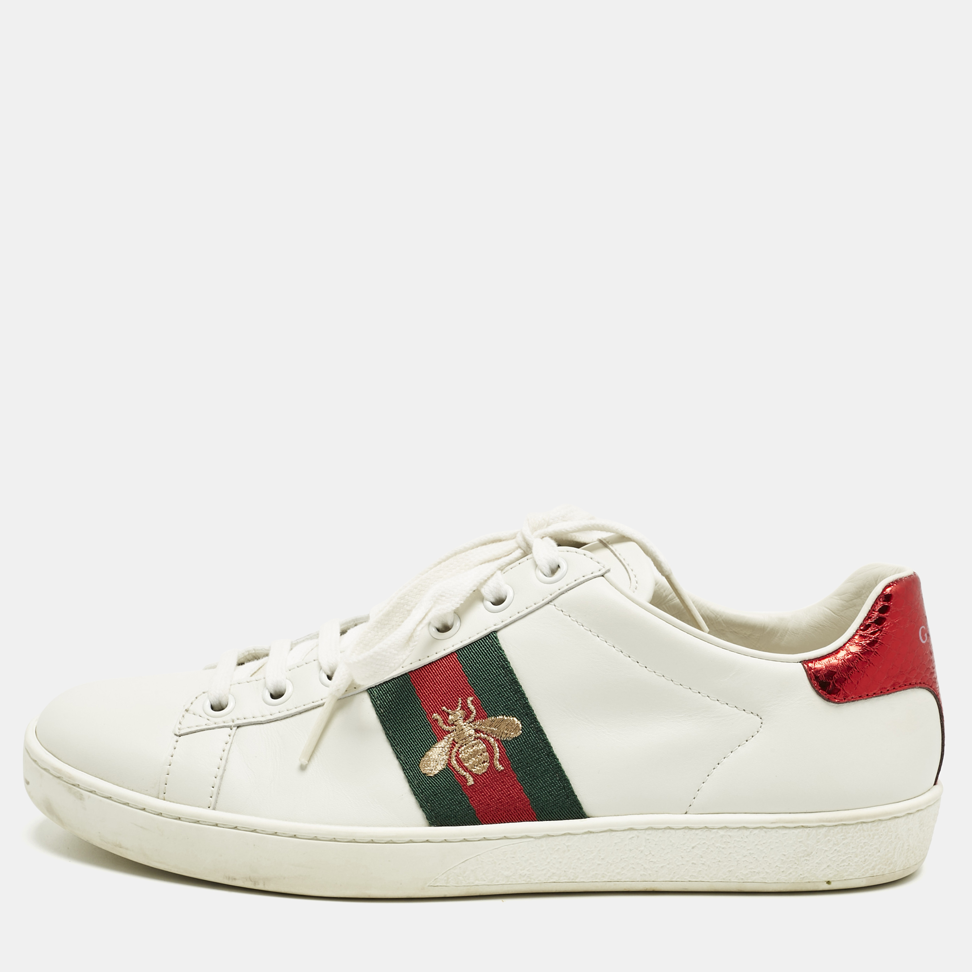 

Gucci White Leather Ace Foldable Sneakers Size