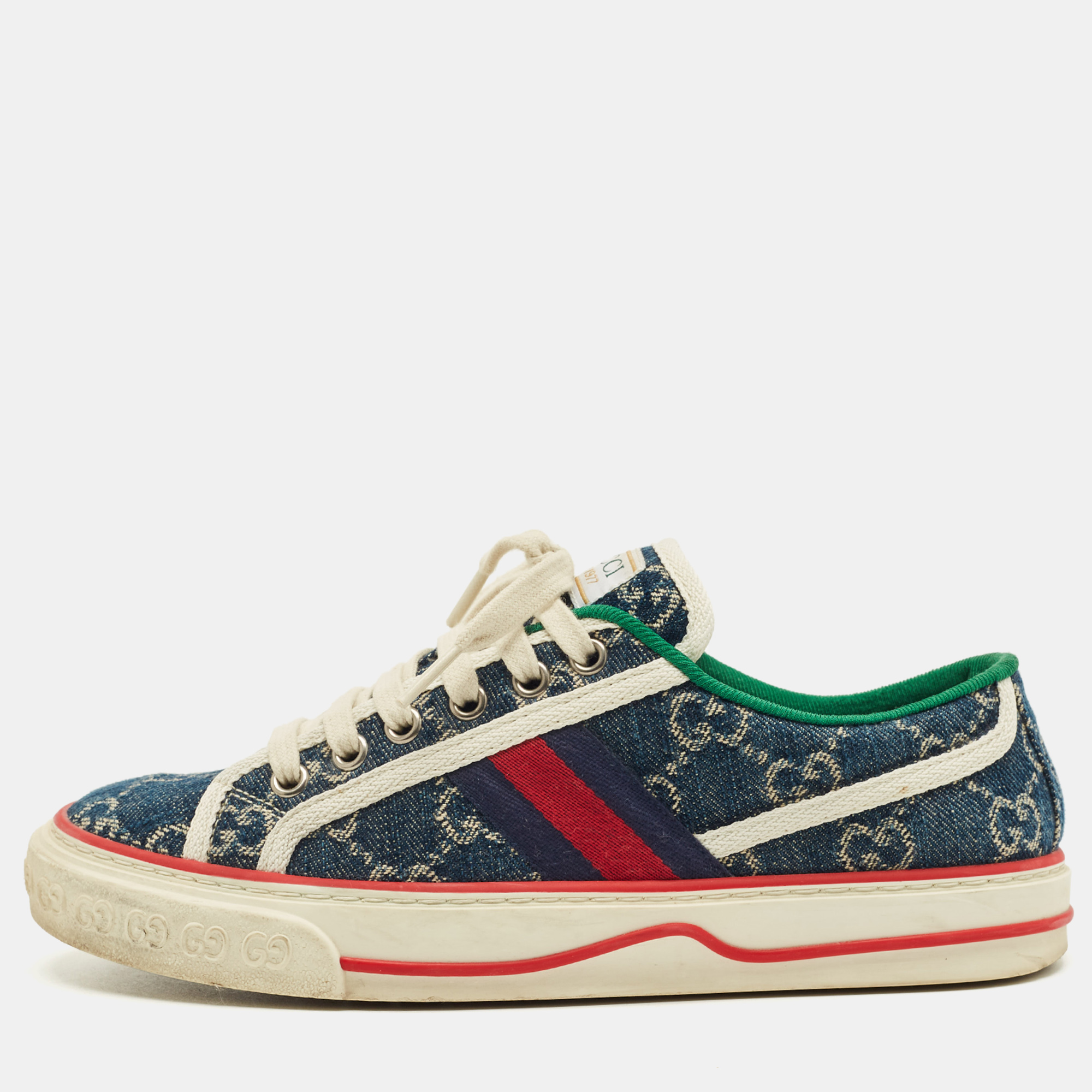 

Gucci Navy Blue GG Denim Tennis 1977 Sneakers Size