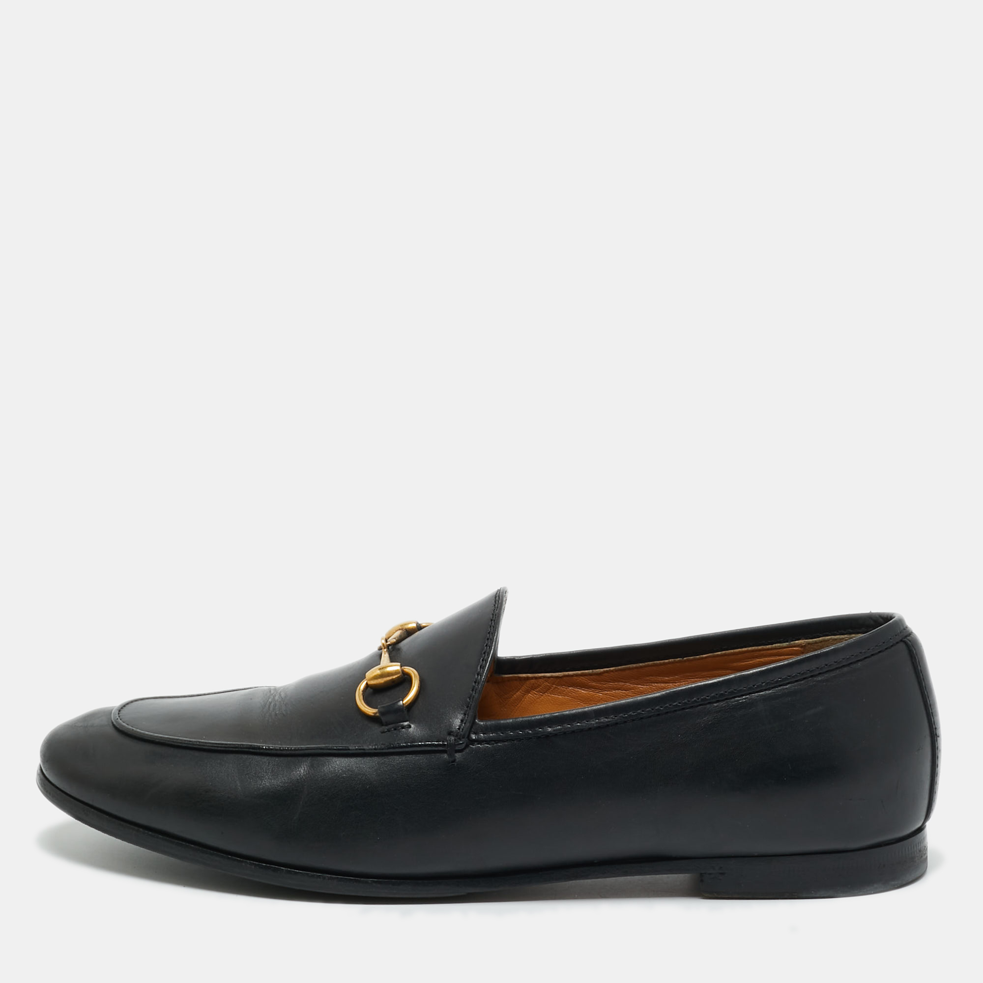 

Gucci Black Leather Jordaan Loafers Size