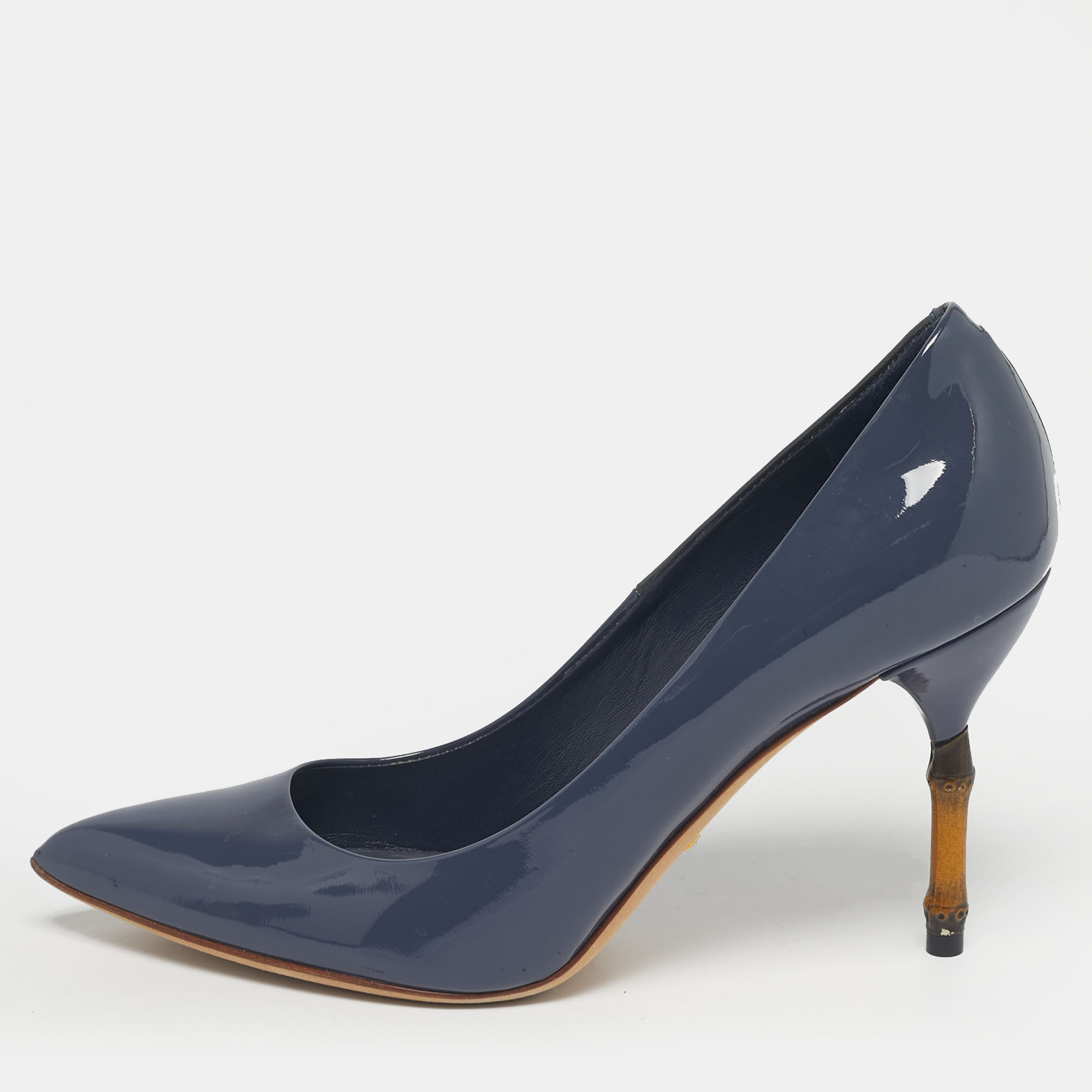 

Gucci Blue Patent Leather Kristen Pumps Size