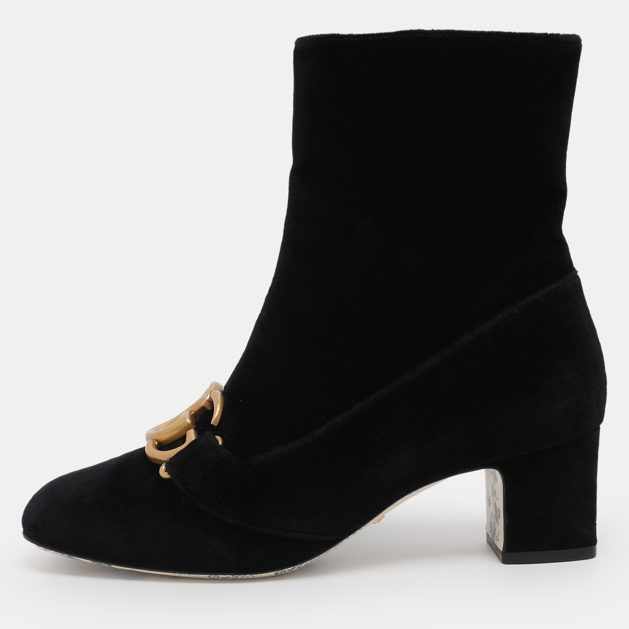 

Gucci Black Velvet GG Marmont Mid Calf Boots Size 39