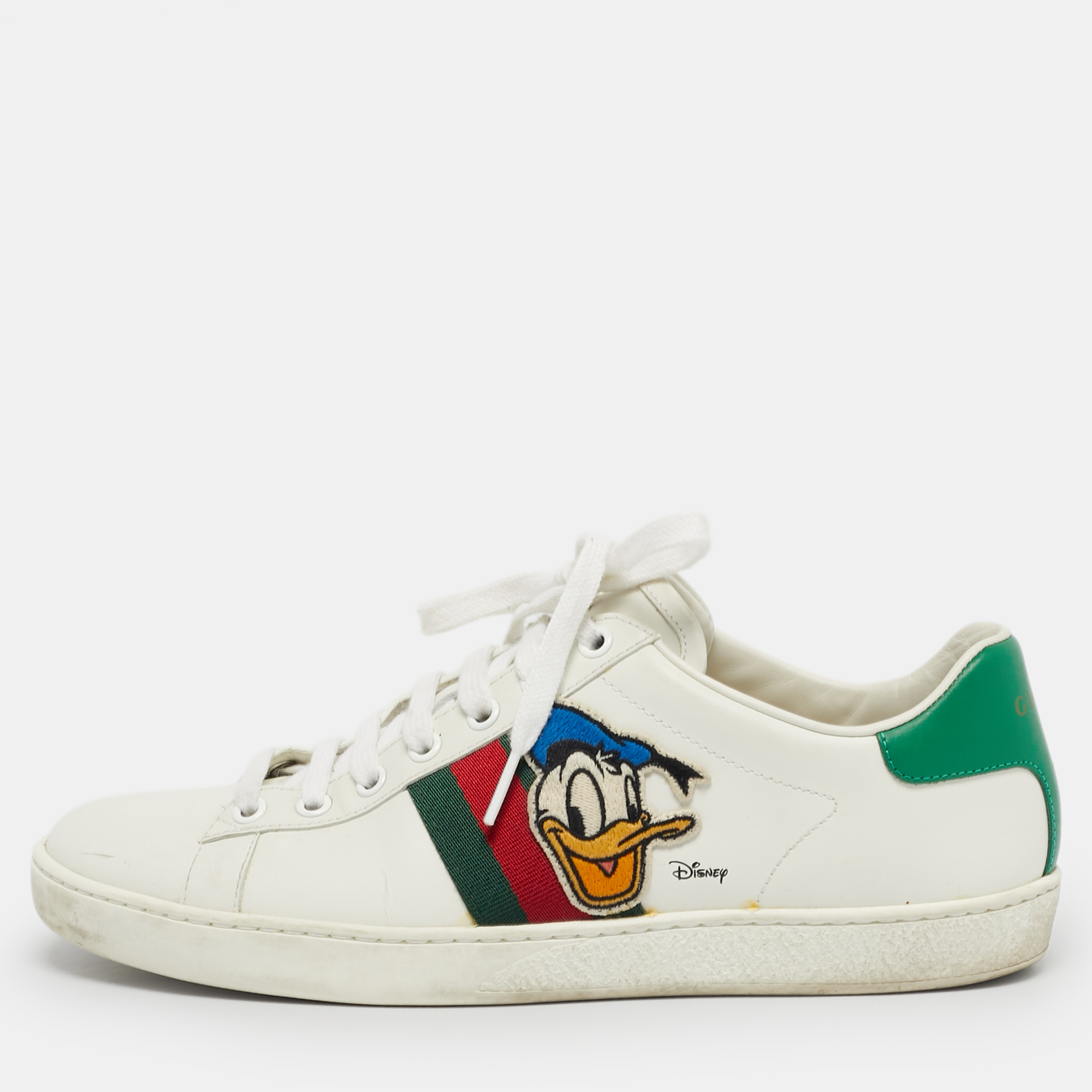 

Gucci White Leather Ace Web Low Top Sneakers Size