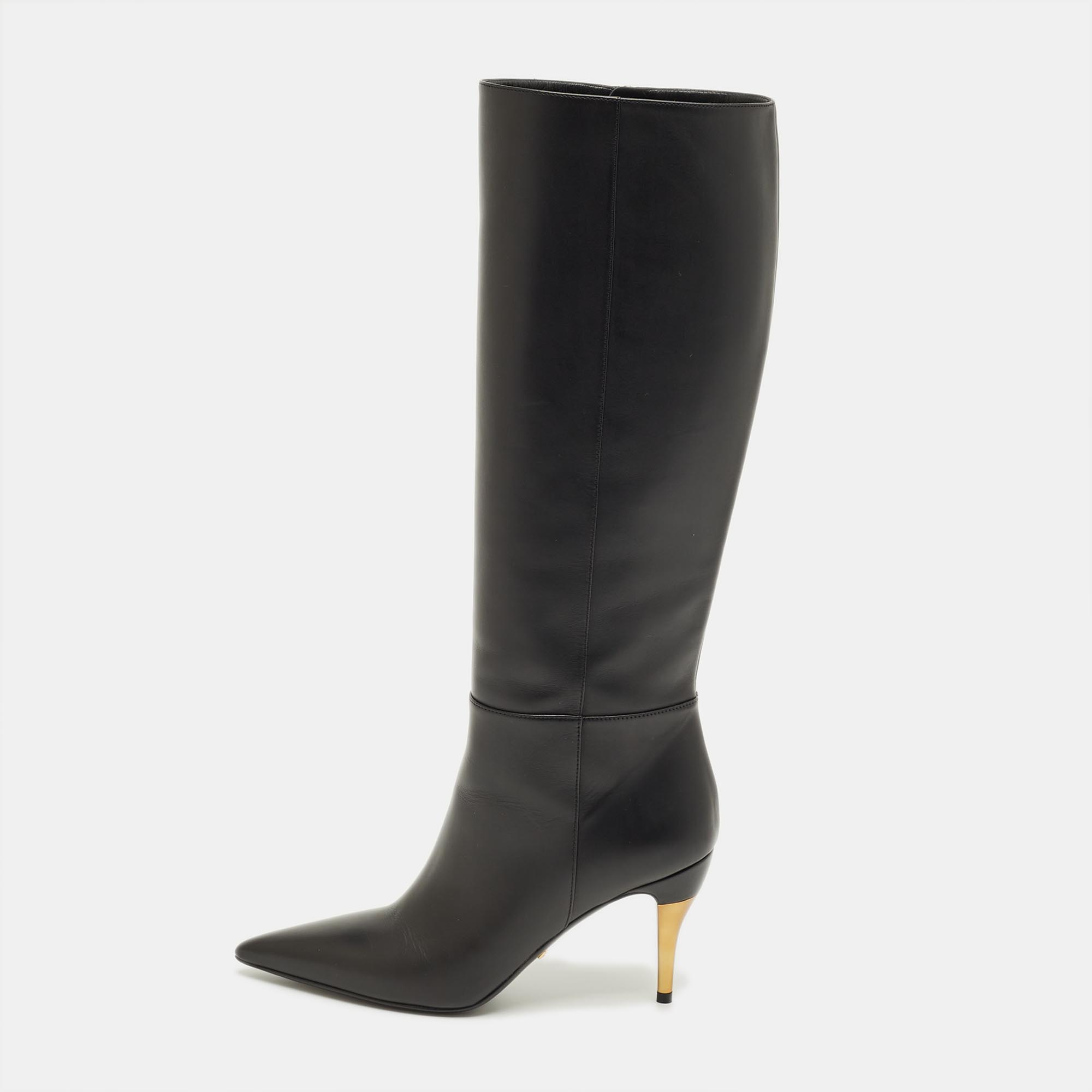 

Gucci Black Leather Priscilla Knee Length Boots Size