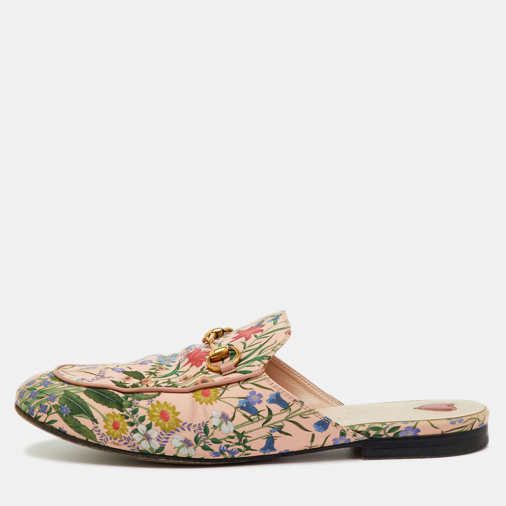 

Gucci Multicolor Floral Print Canvas Princetown Horsebit Flat Mules Size