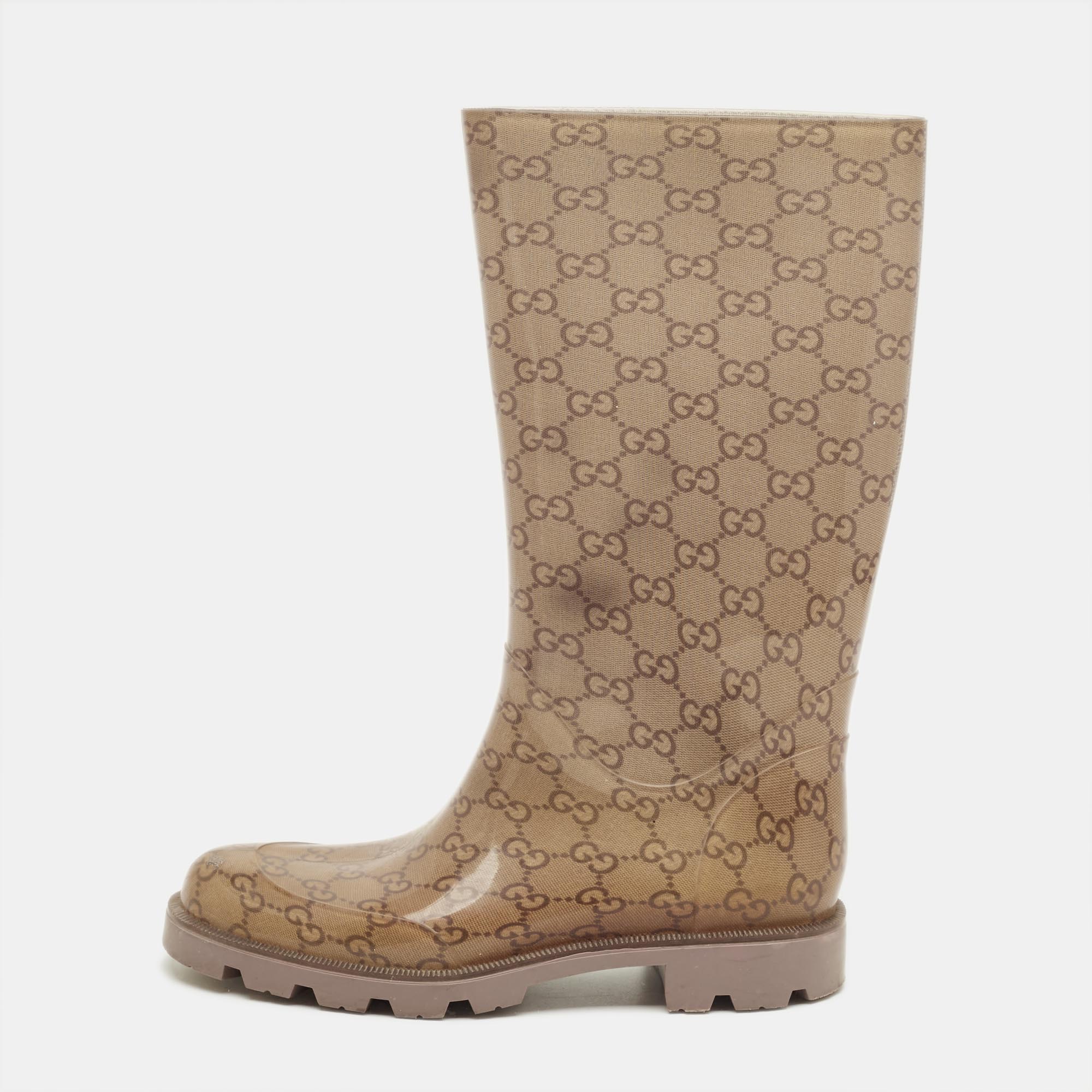 

Gucci Biege GG Rubber Edimburg Rain Boots Size, Beige