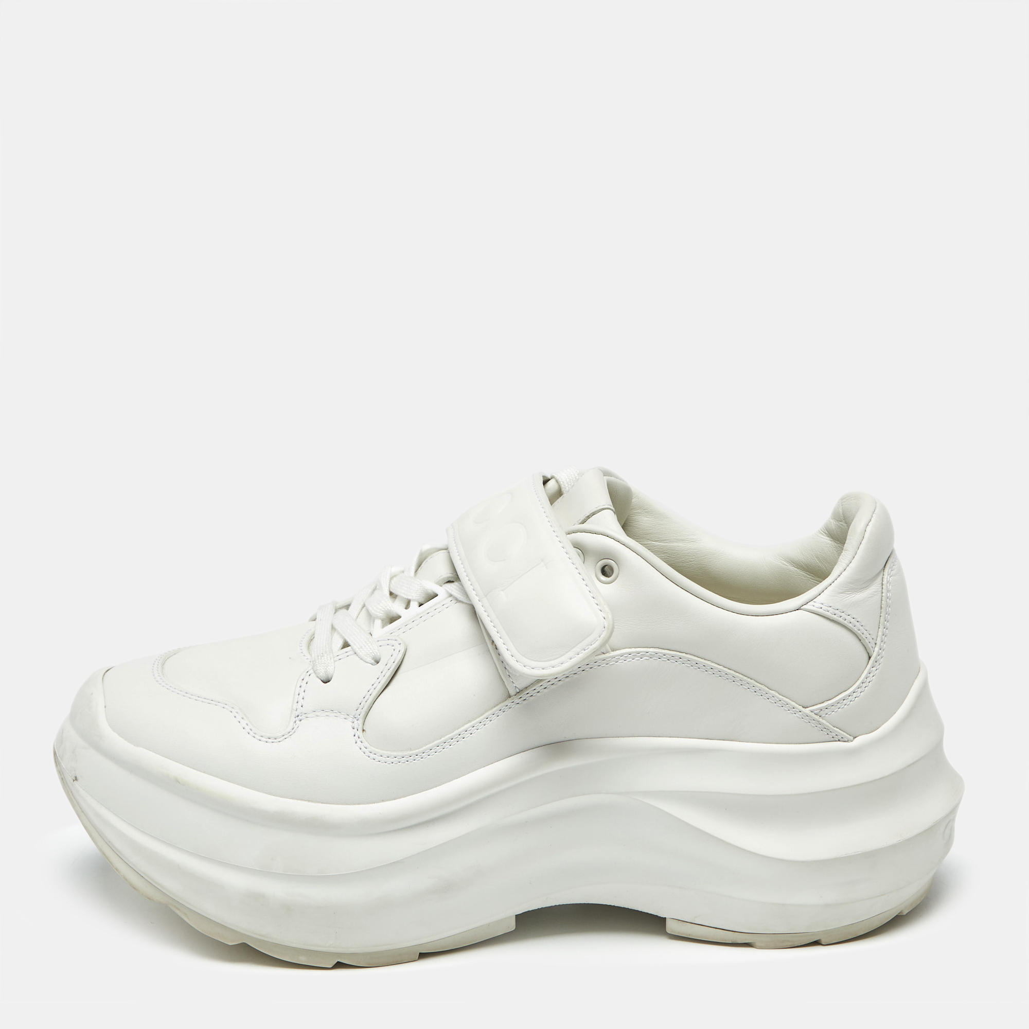 Pre-owned Gucci White Leather Velcro Low Top Sneakers Size 38