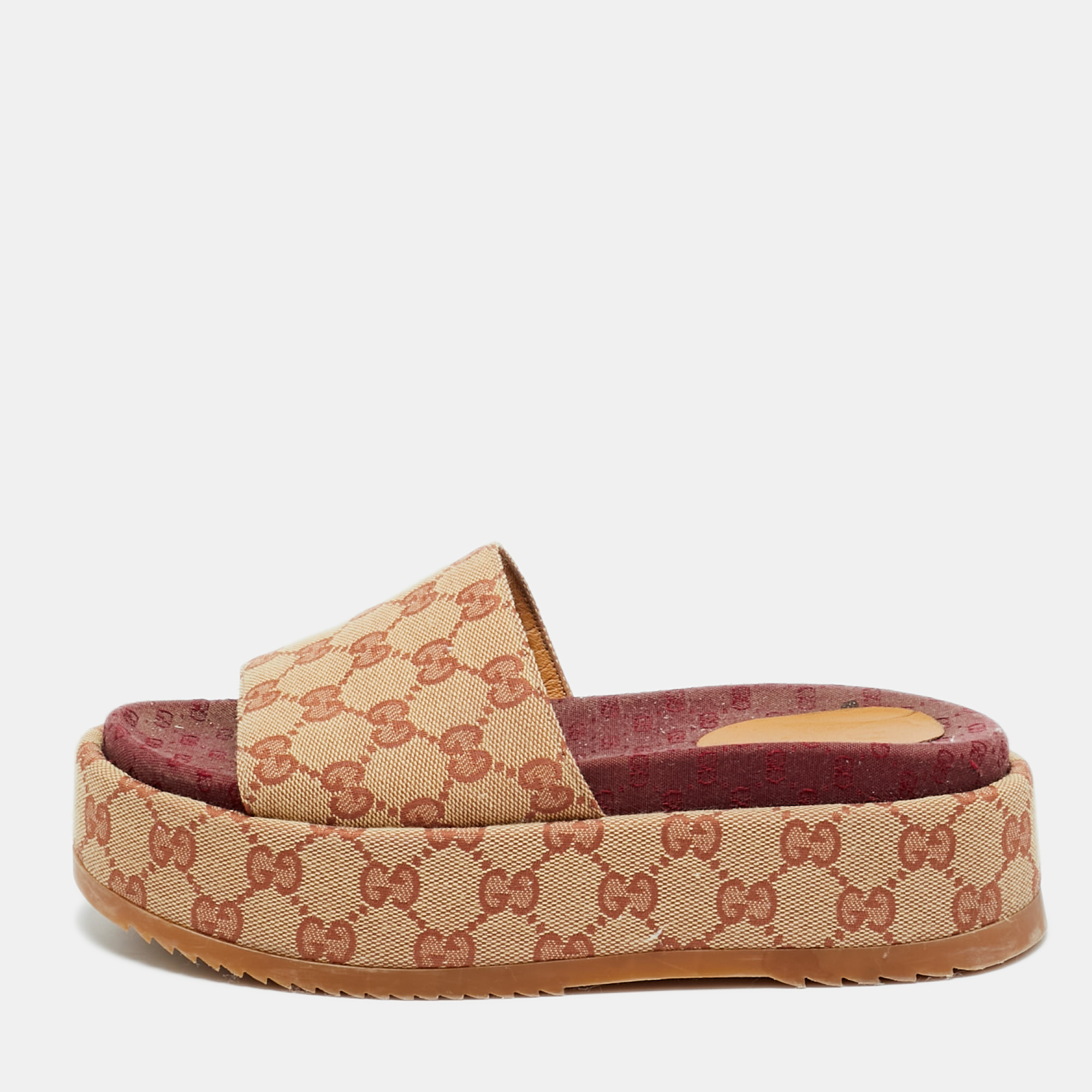 

Gucci GG Canvas Size  Beige Canvas Platform Sandals