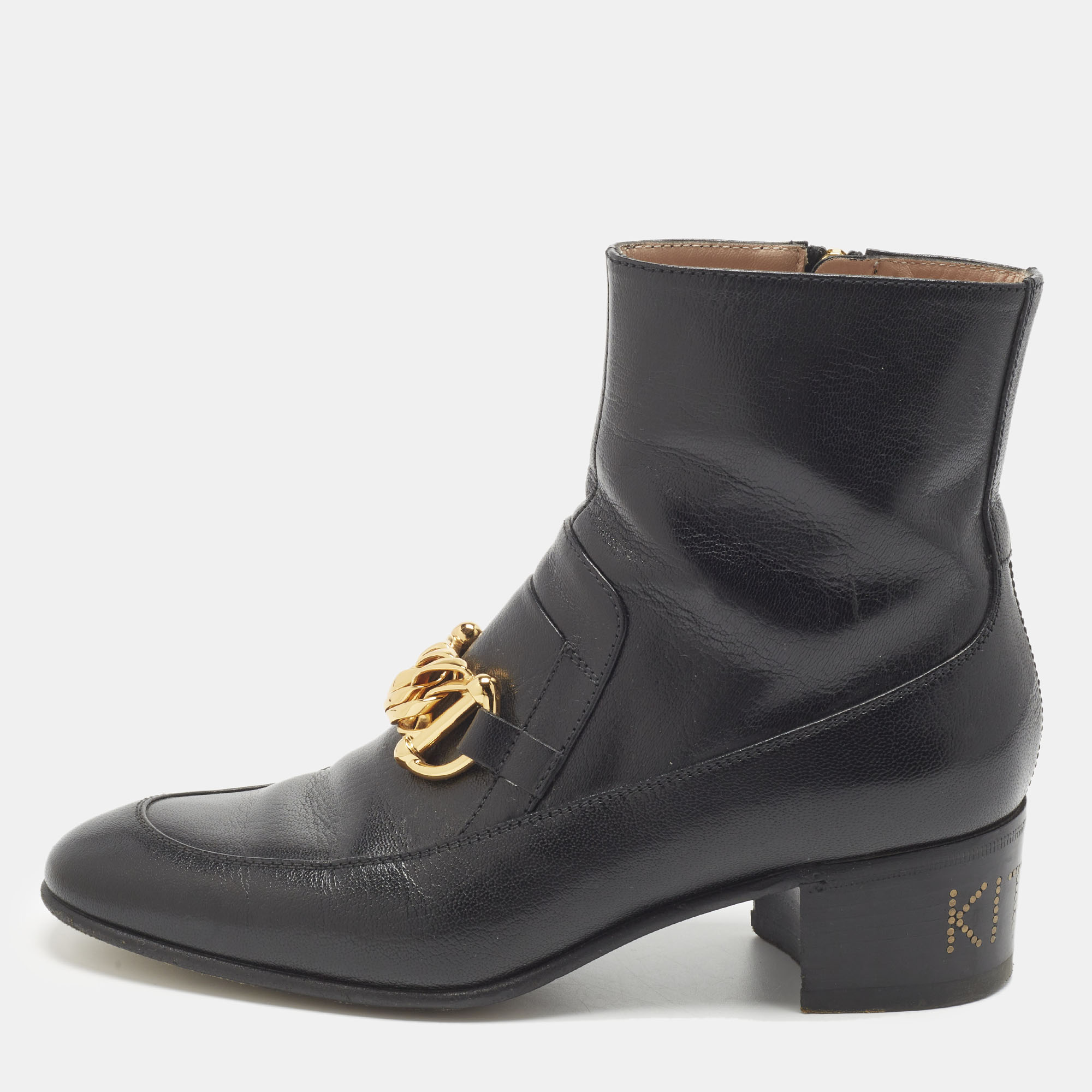 

Gucci Kitten Size  Black Leather Ankle Length Boots