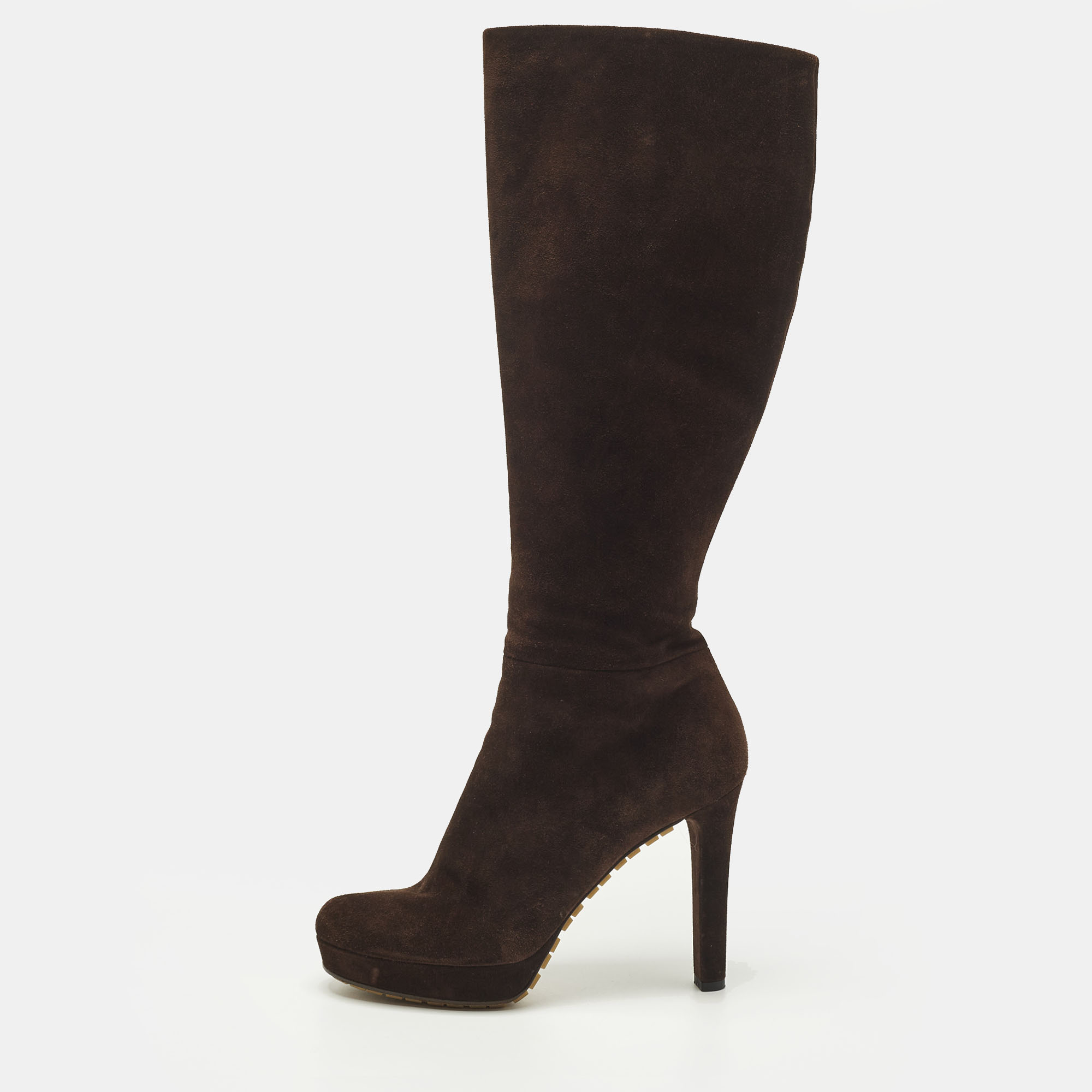 Pre-owned Gucci Anouk Size 40 Brown Suede Knee Length Boots