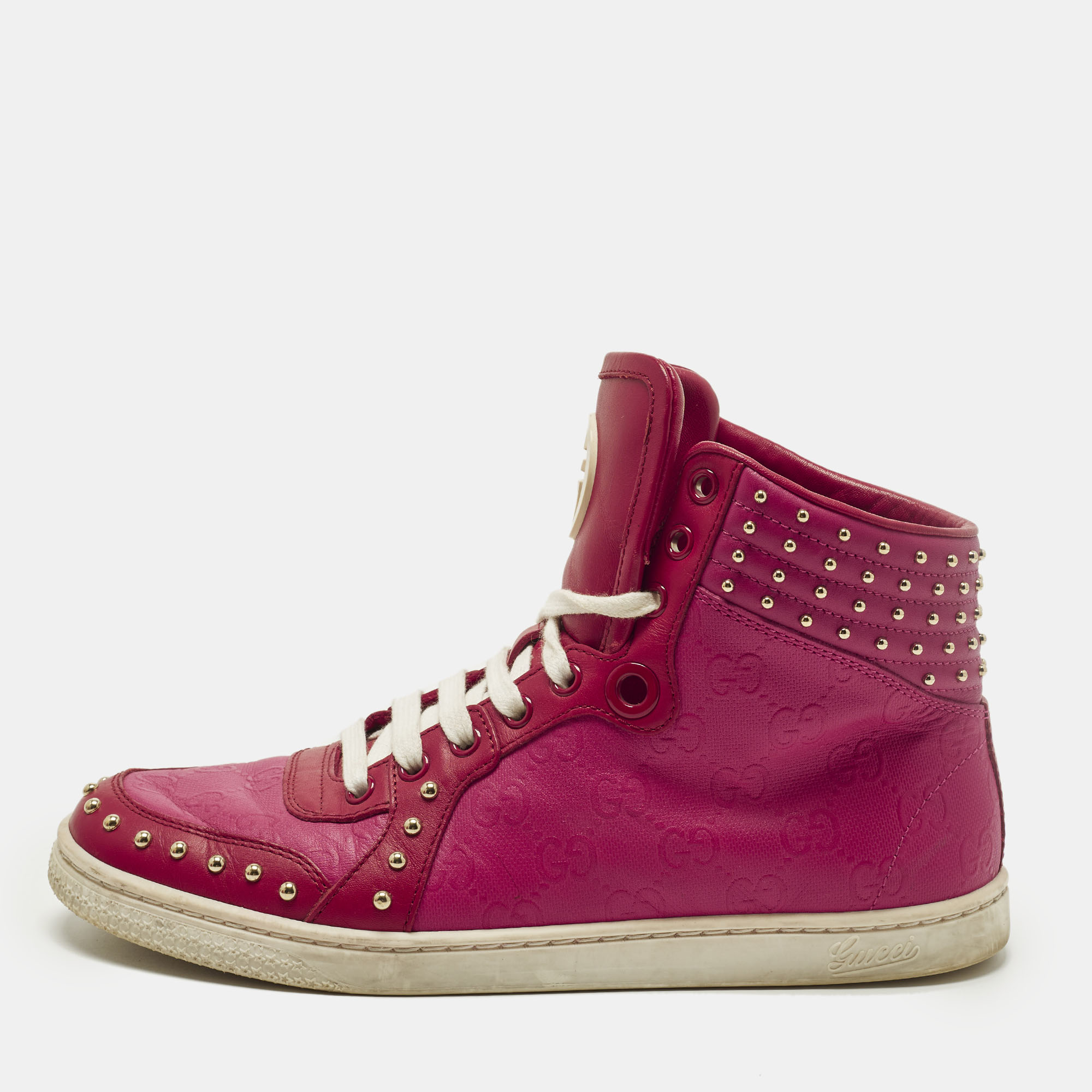 

Gucci Dapper Dan Size  Red/Purple Canvas and Leather High Top Sneakers
