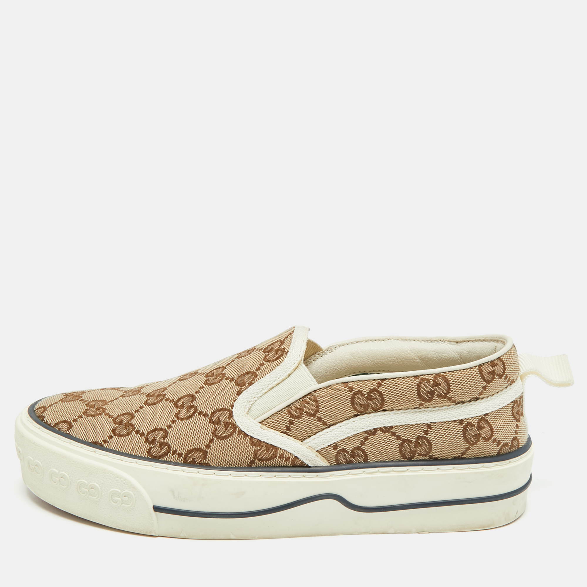 

Gucci Tennis 1977 Size  Cream/Beige Canvas Slip On Sneakers