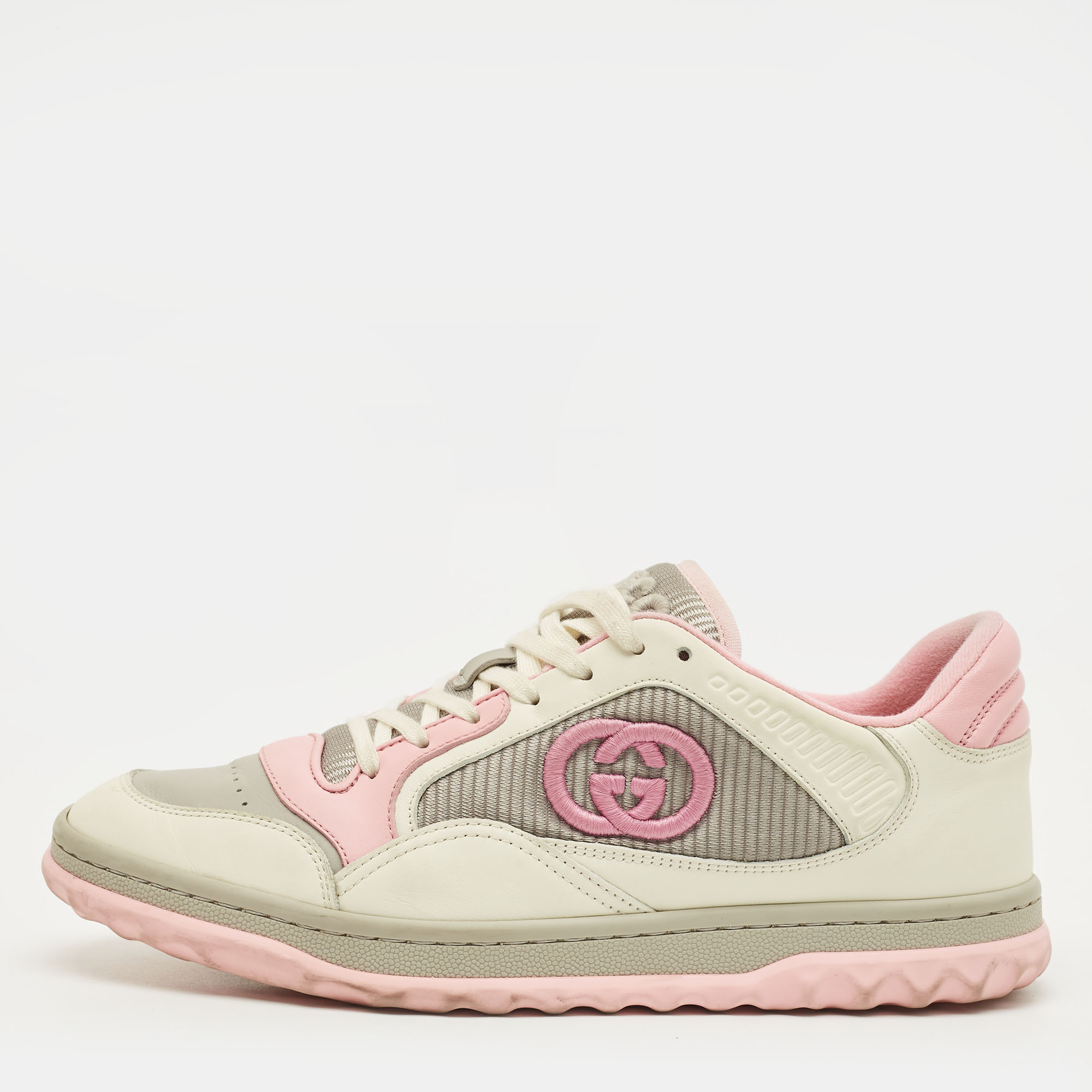 

Gucci mac80 Size  Tricolor Fabric and Leather Lace Up Sneakers, Pink