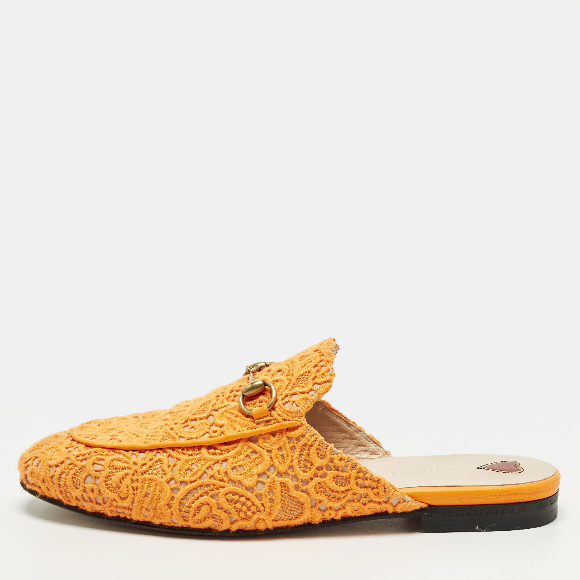 

Gucci Princetown Size  Orange Crochet Flat Mules