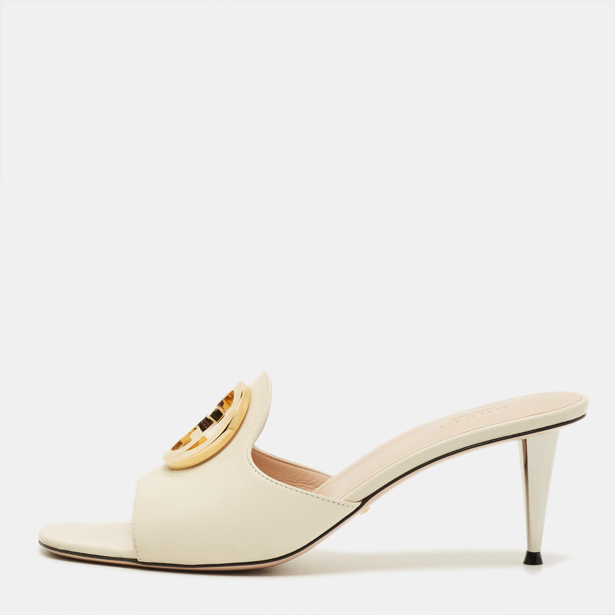 

Gucci Blondie Size  White Leather Slide Sandals