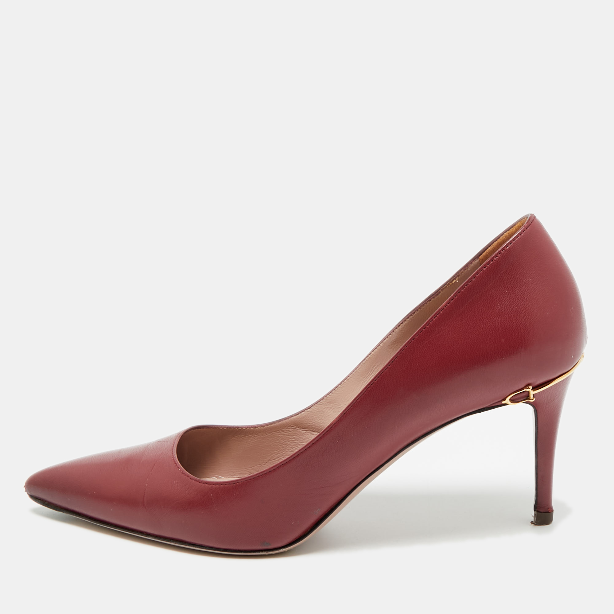 

Gucci Elizabeth Size 39.5 Burgundy Leather Pumps