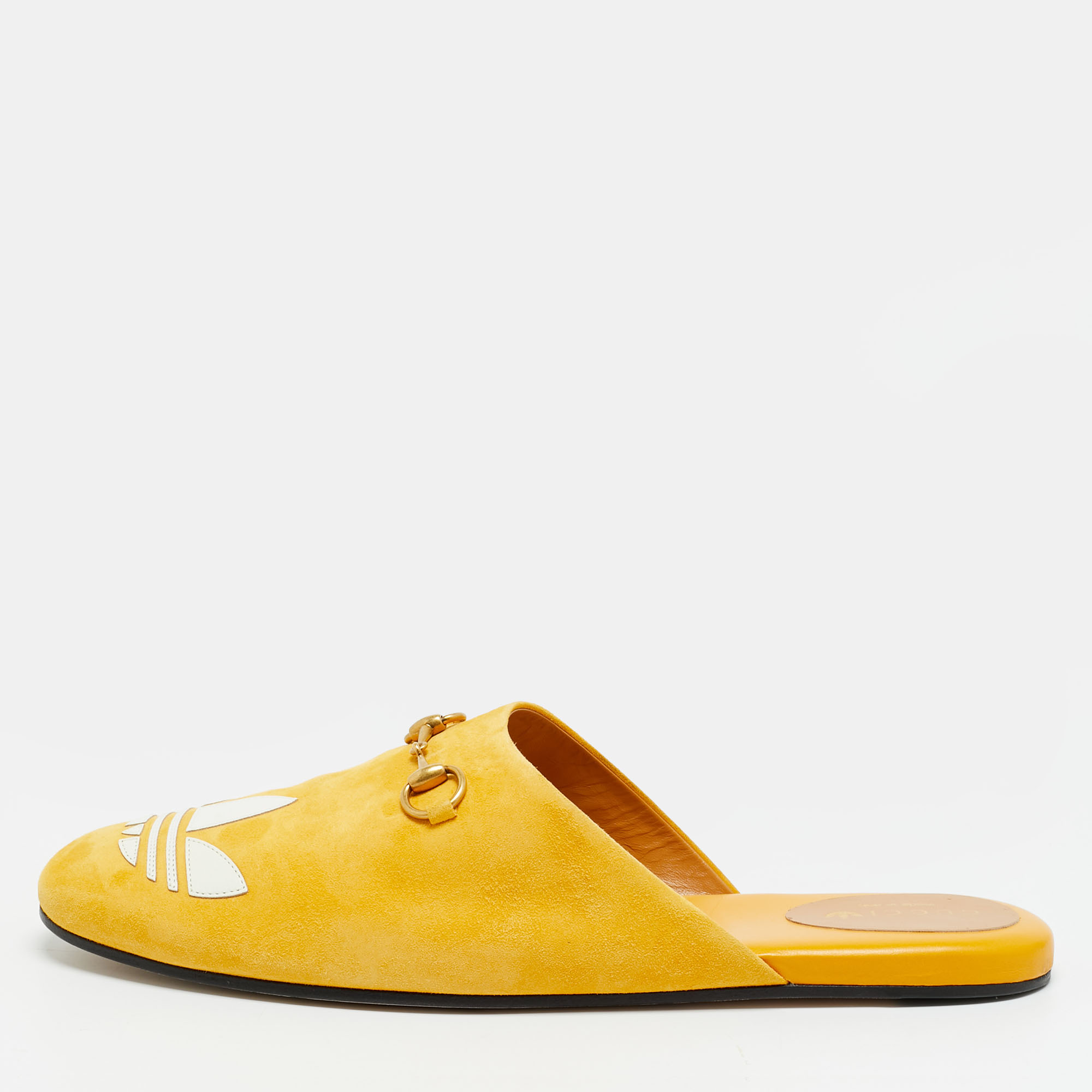 

Gucci x Adidas Trefoil Size  Yellow Suede Slippers
