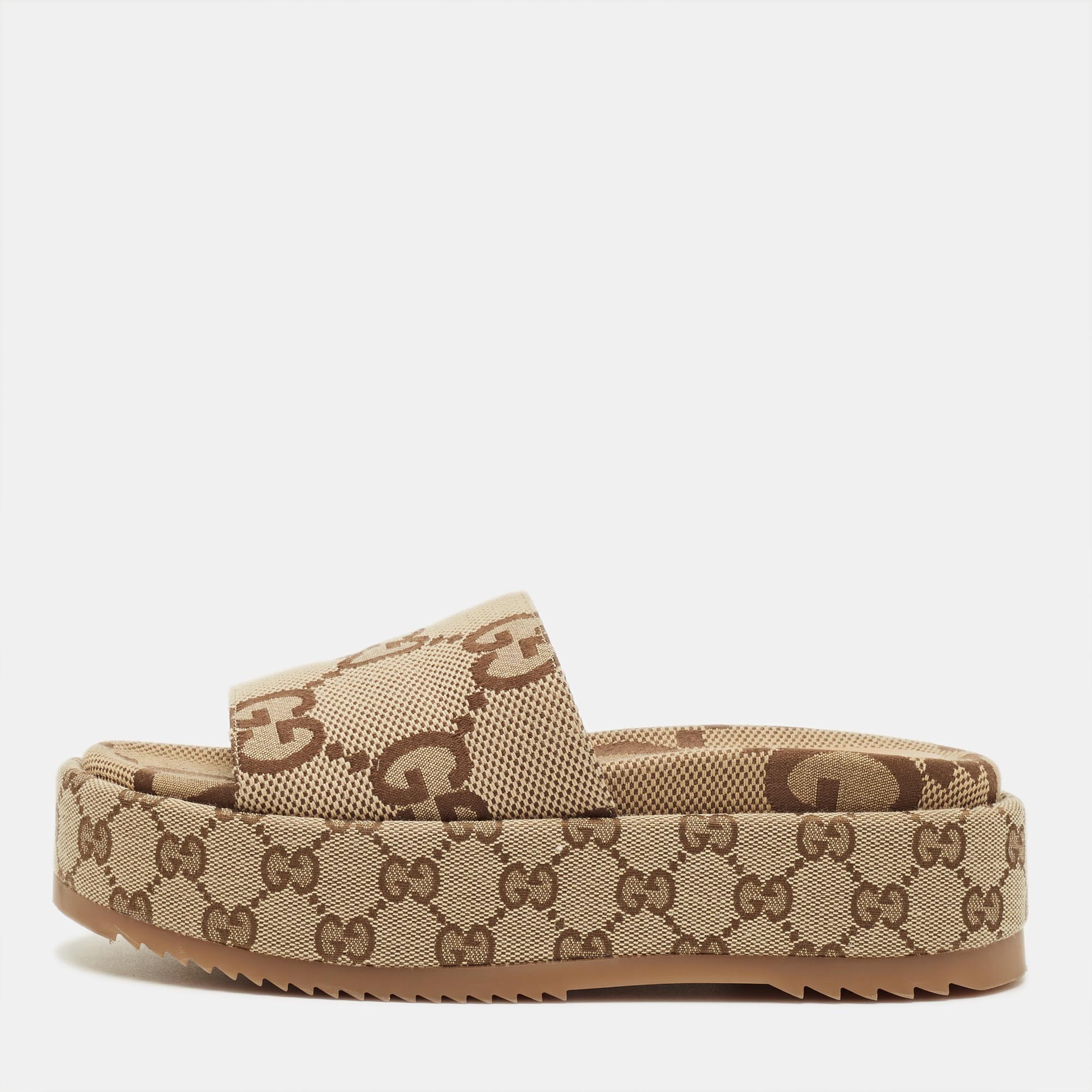 

Gucci Angelina Size  Beige GG Canvas Slide Sandals
