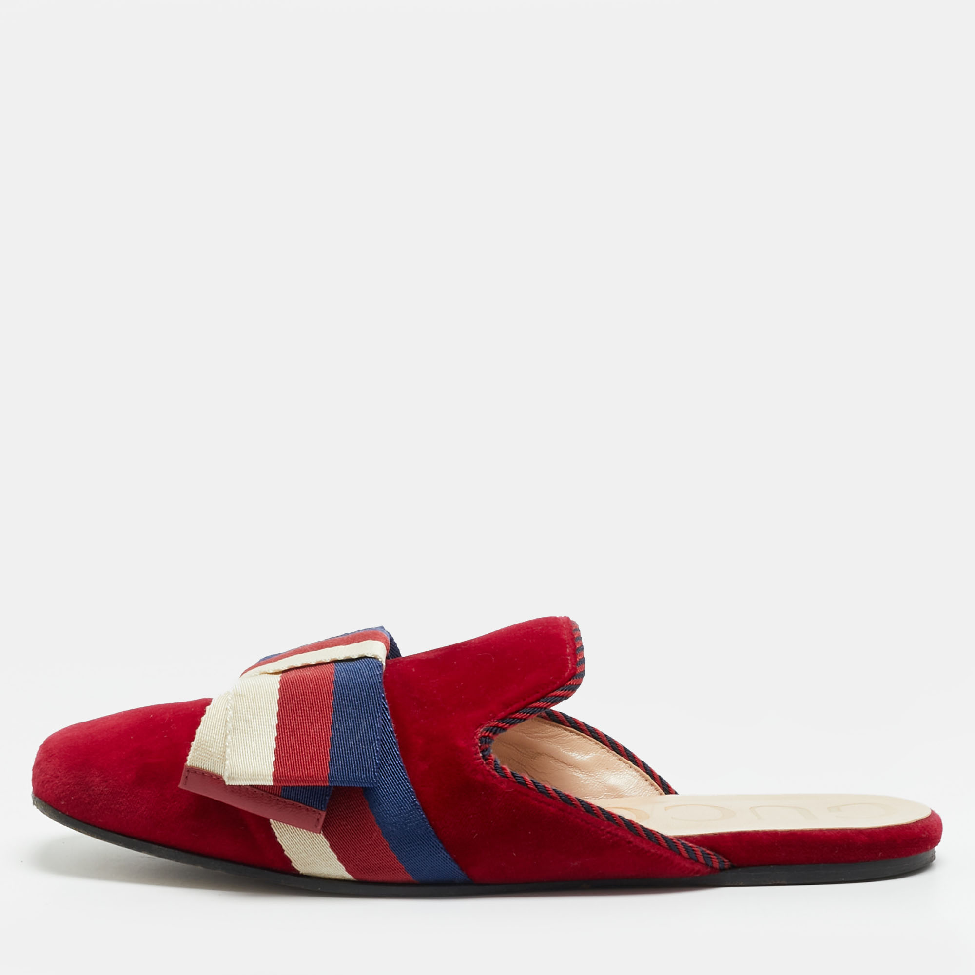 

Gucci Sylvie Size  Red Velvet Flat Slides
