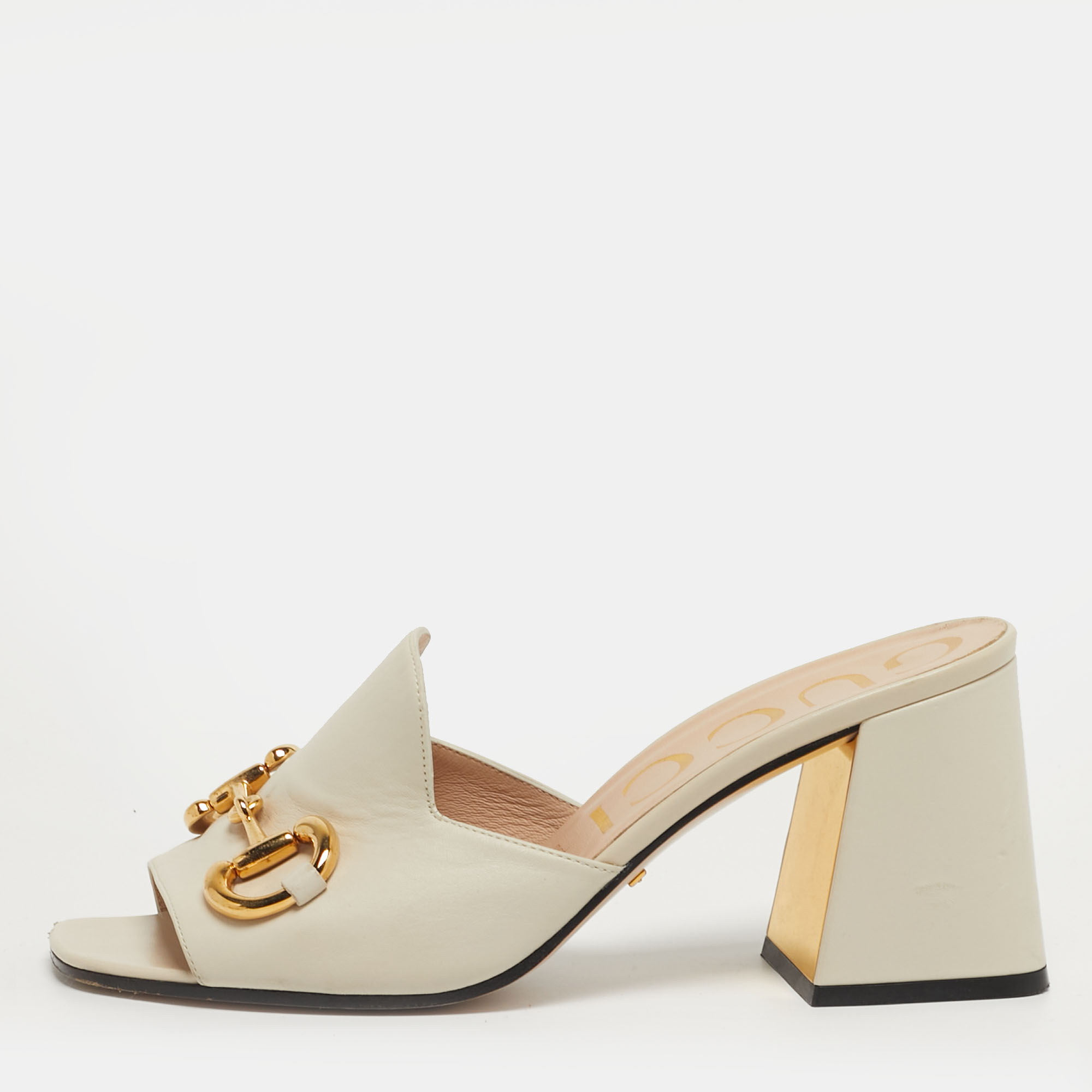 

Gucci Horsebit Size  Cream Leather Slide Sandals