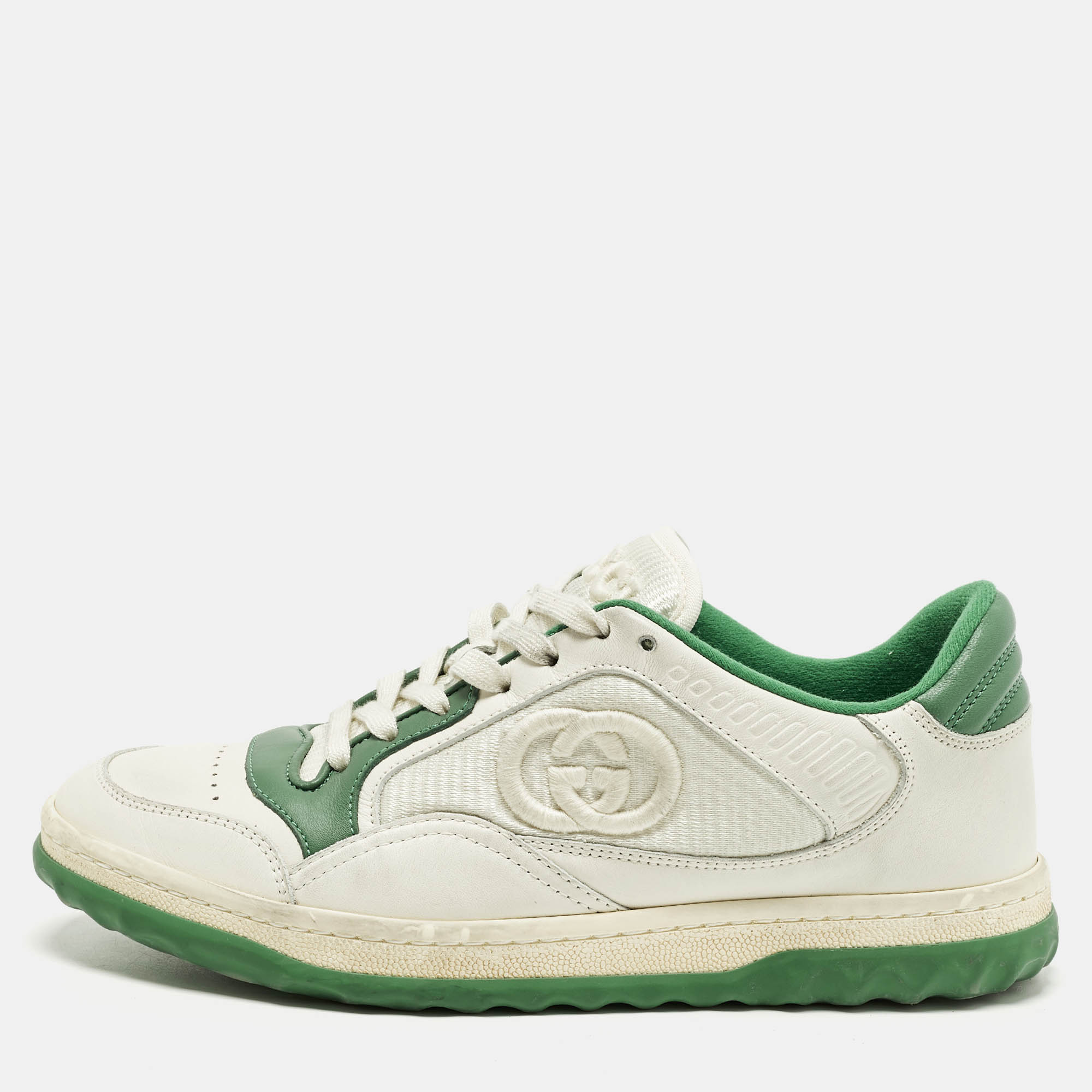 

Gucci Mac80 Size  Green/White Fabric and Leather Slip On Sneakers