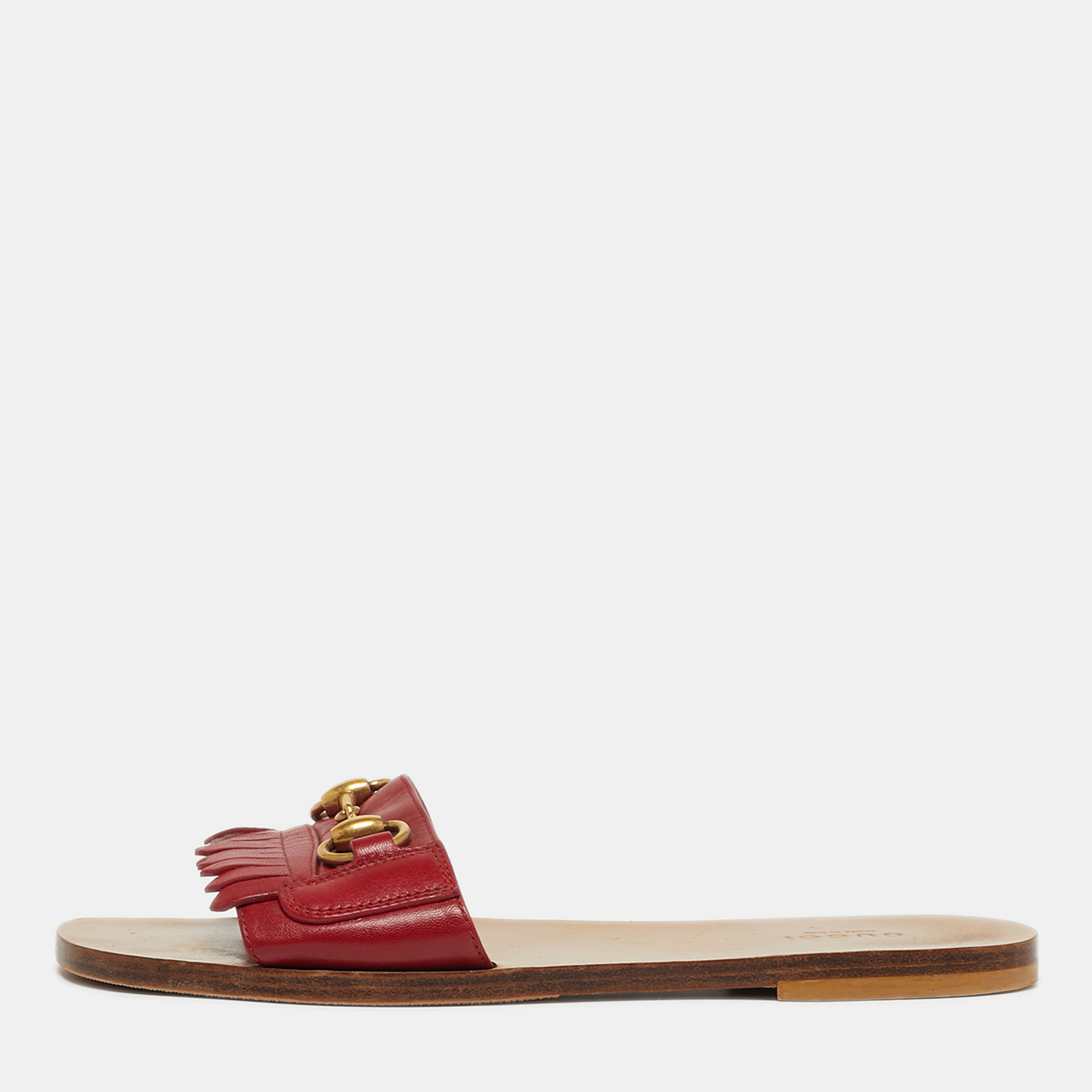 

Gucci Horsebit Size  Red Leather Flat Slide