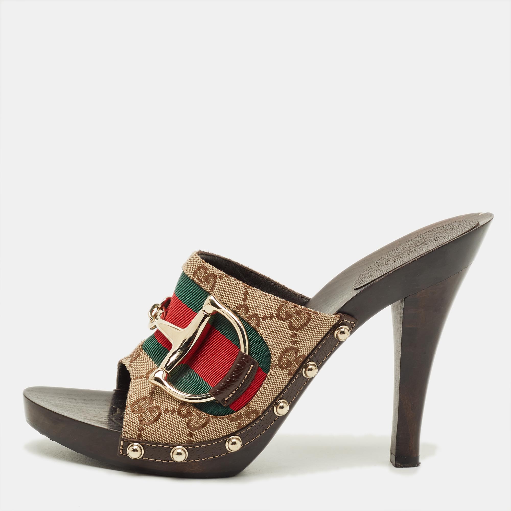

Gucci Horsebit Size  Beige Canvas Platform Sandals