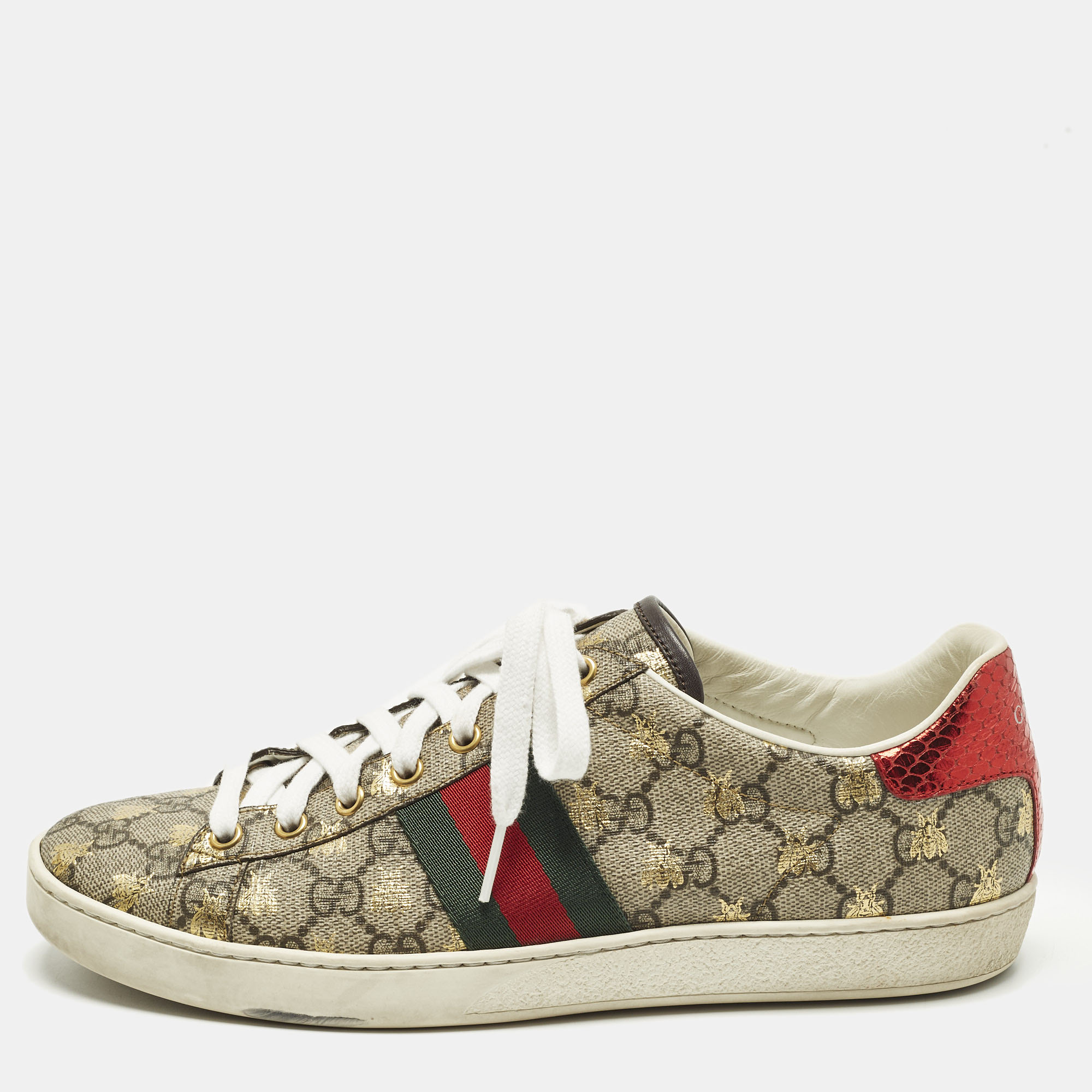 

Gucci Ace Size  Beige/Brown GG Supreme Bees Canvas Low Top Sneakers