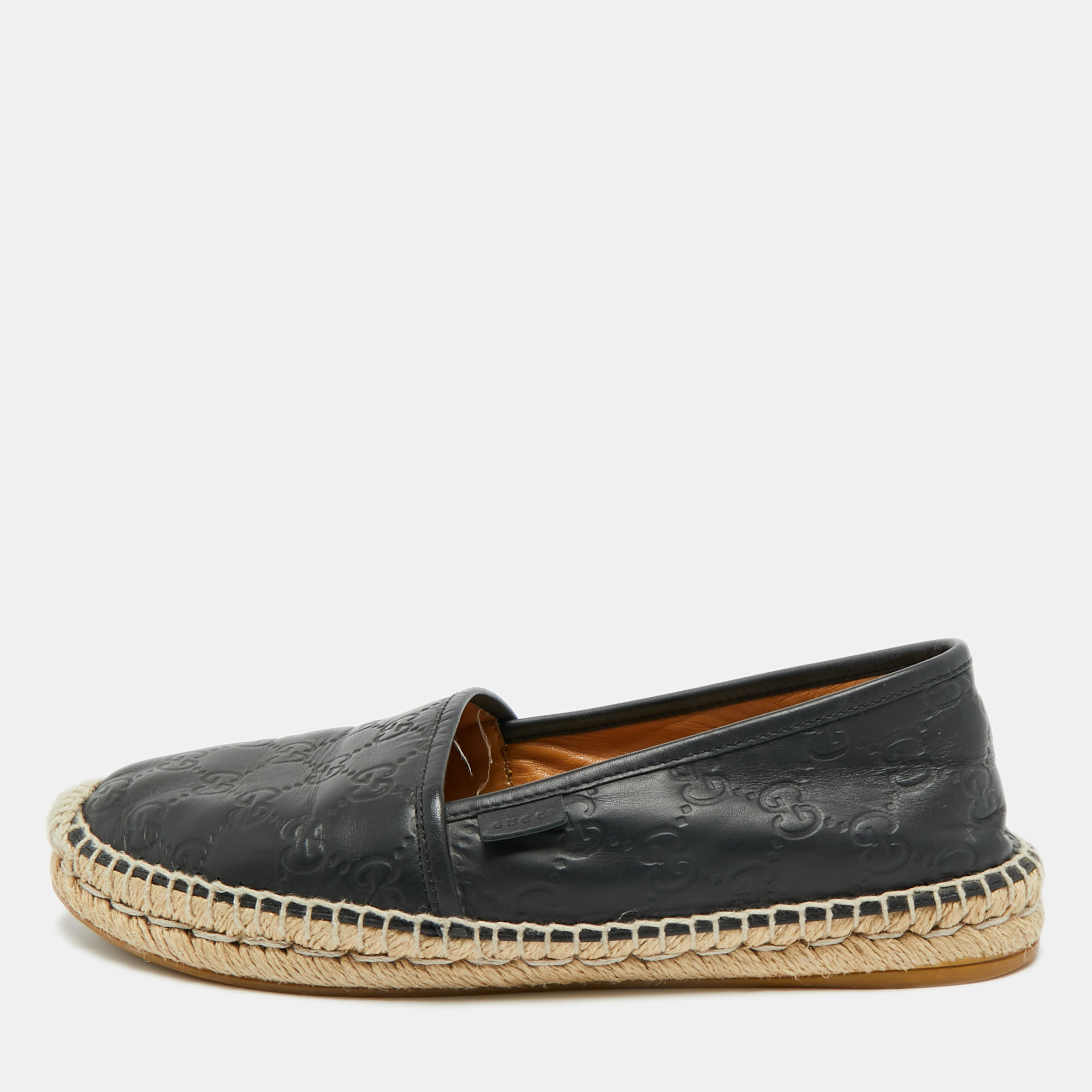 

Gucci Size  Black Guccissima Leather Espadrille Flats