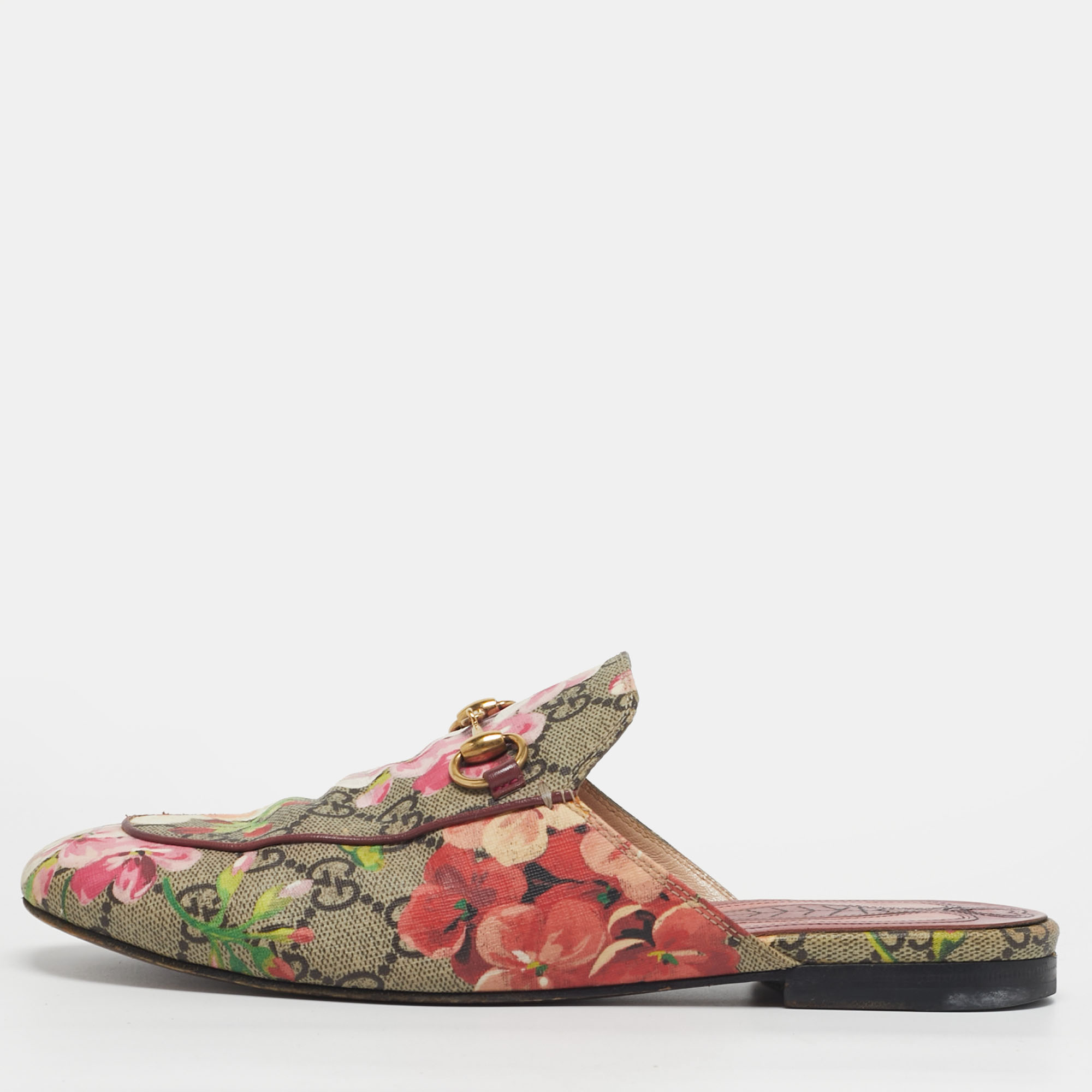 

Gucci Size  Multicolor Blooms Printed GG Canvas Princetown Mules