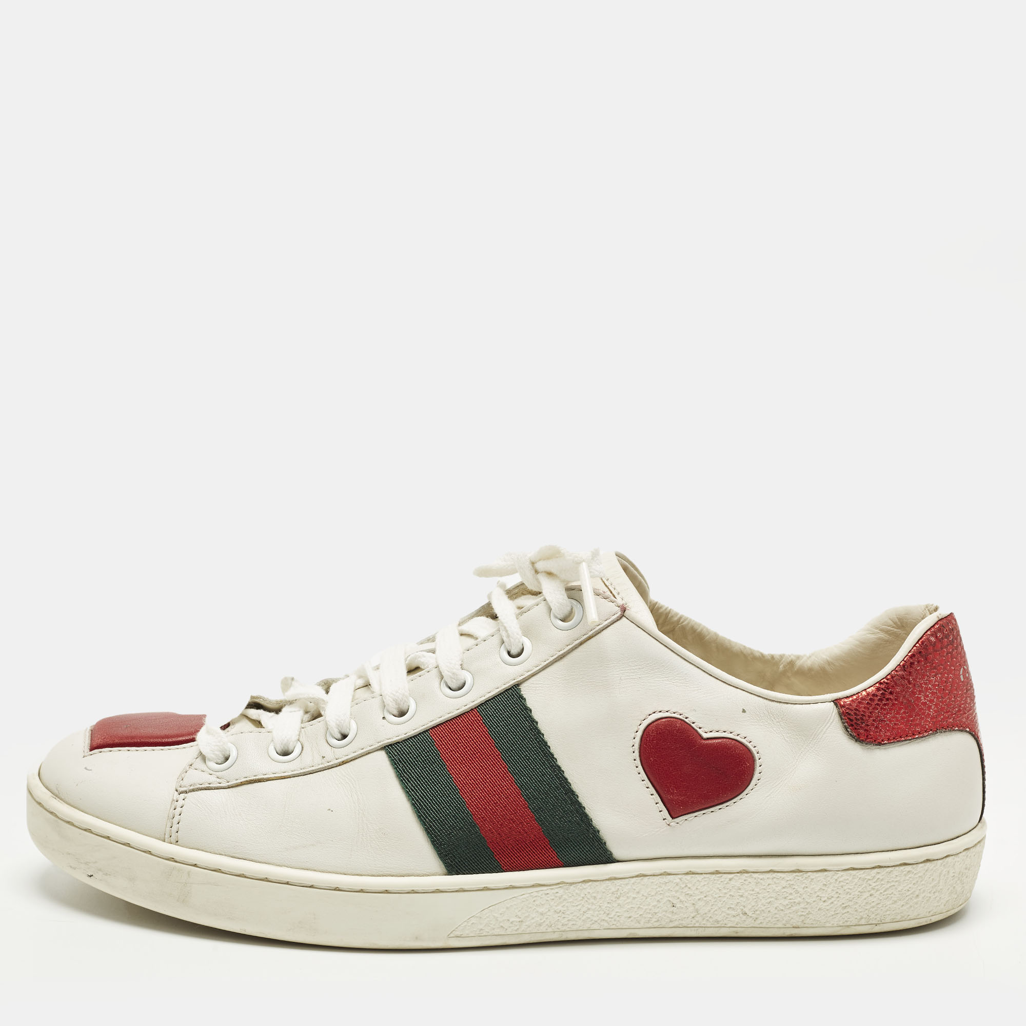 

Gucci Ace Size  White/Red Leather Heart Low Top Sneakers