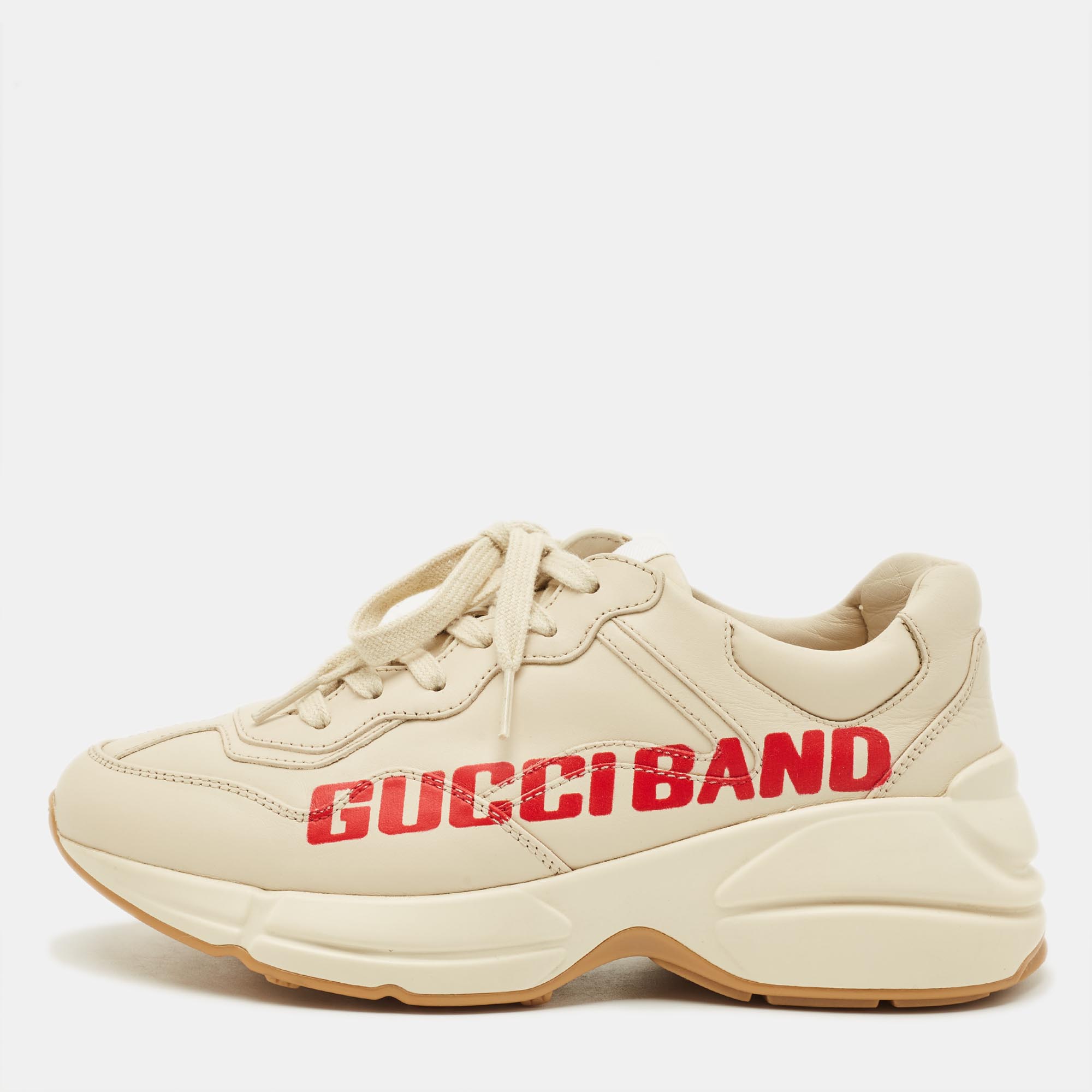 

Gucci Rhyton Size  Cream Leather Low Top Sneakers