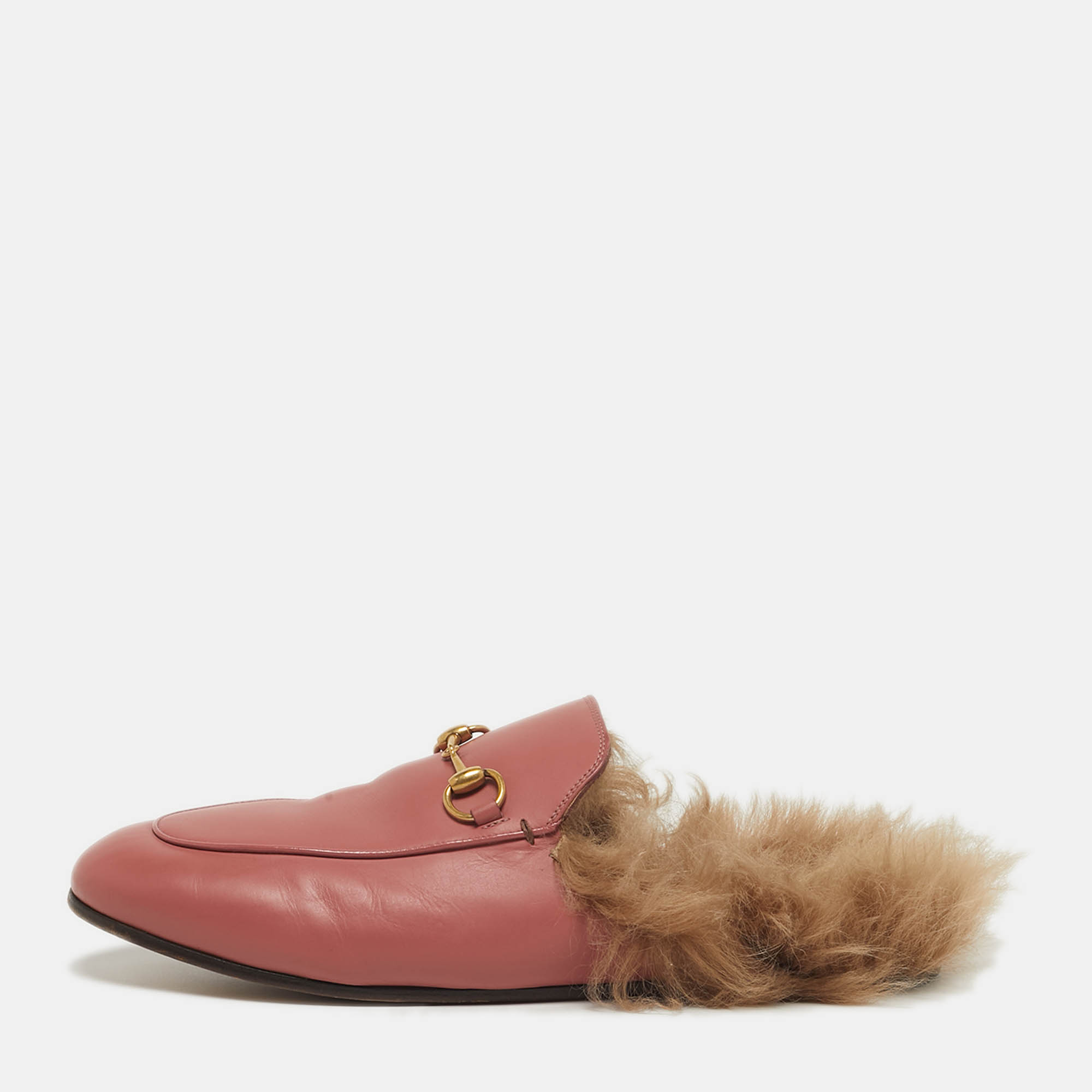 

Gucci Horsebit Size  Pink Fur and Leather Horsebit Flat Mules