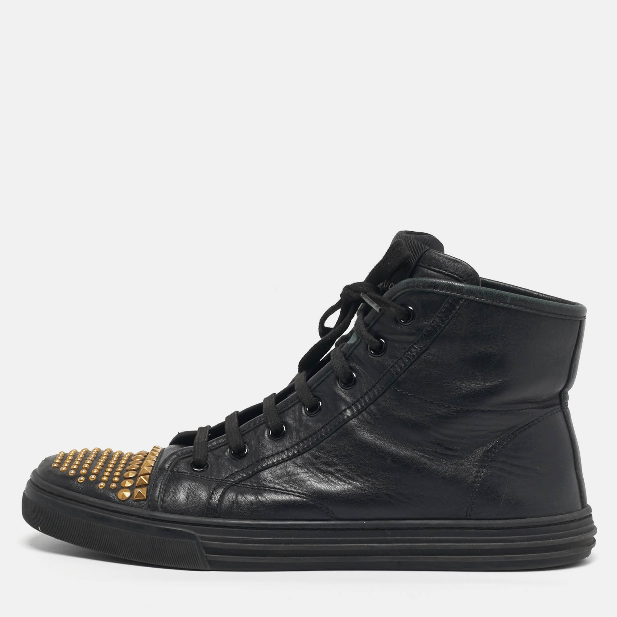 

Gucci California Size  Black Leather Studded High Top Sneakers
