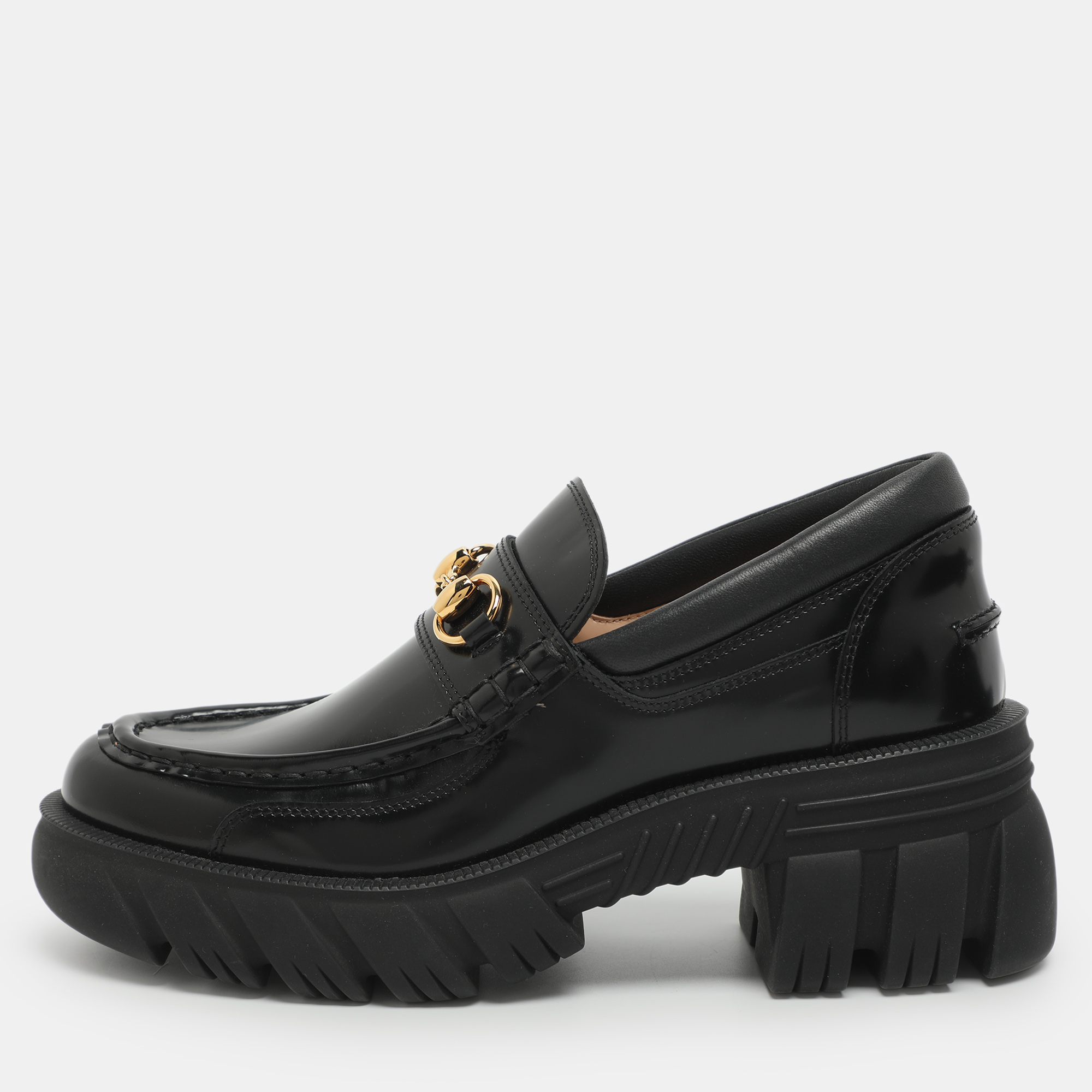 

Gucci Romance Horsebit Size  Black Leather Loafers