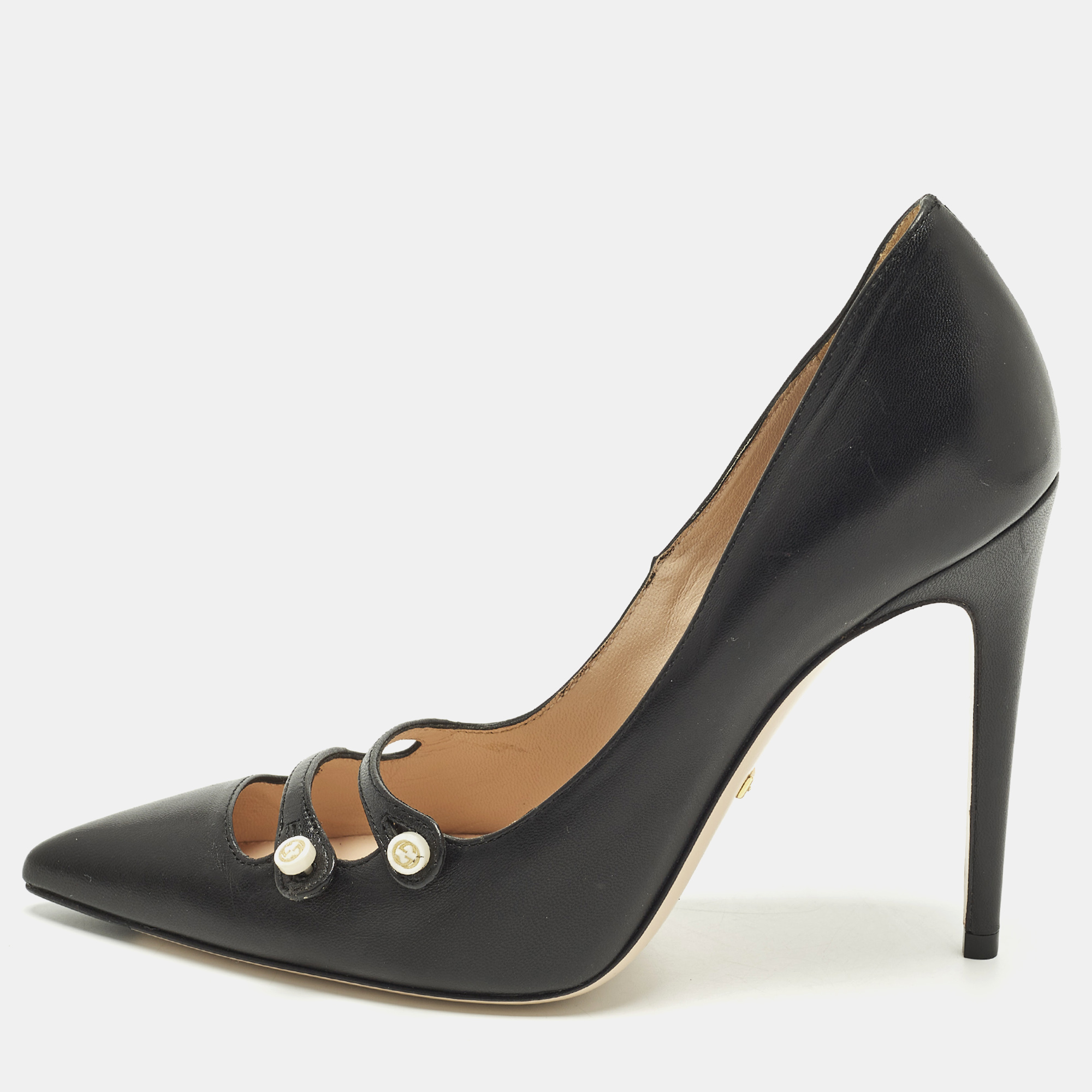 

Gucci Aneta Size  Black Leather Pumps