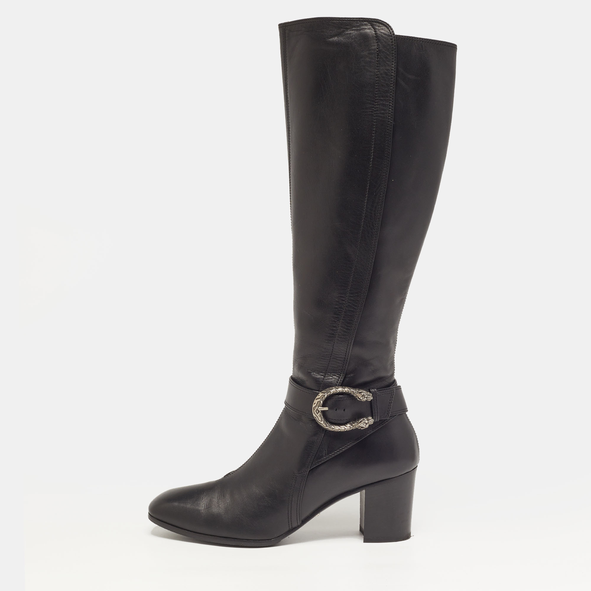 Gucci Elizabeth Size 39 Black Leather Knee Length Boots