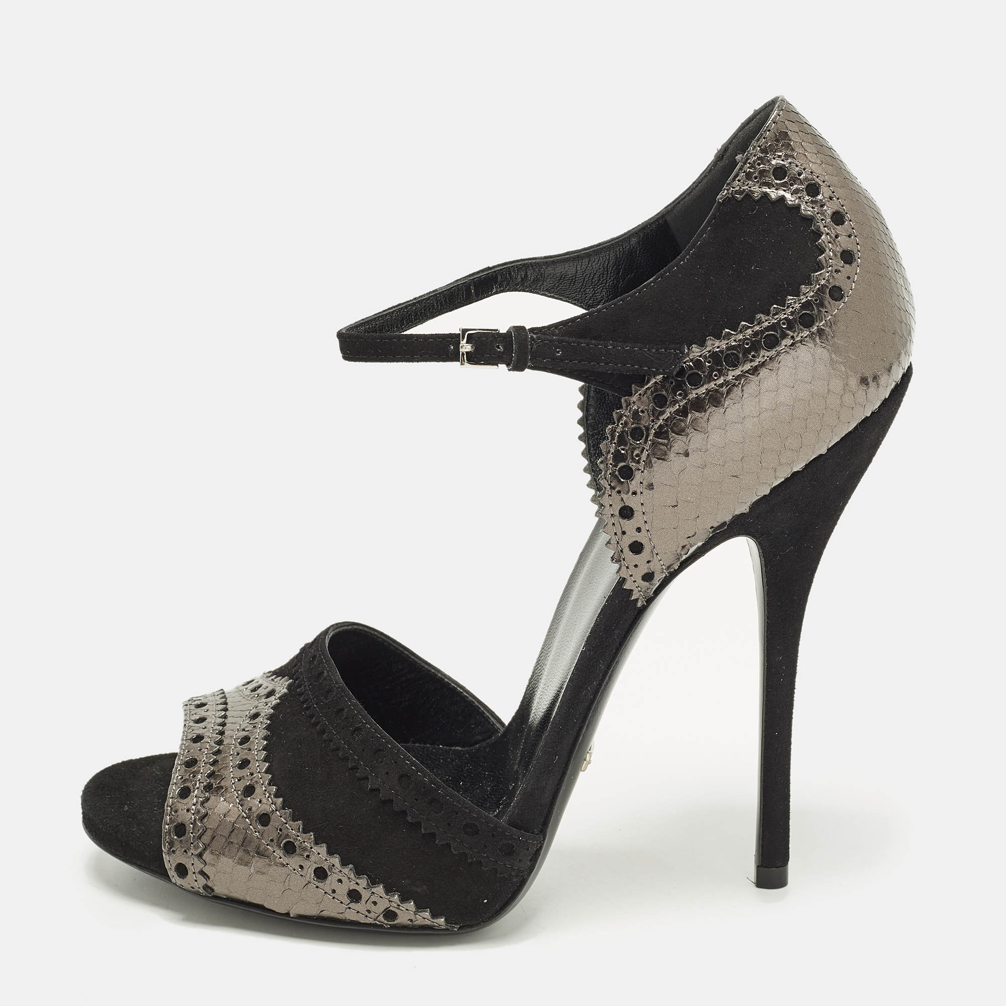 

Gucci Size  Black/Metallic Leather and Suede D'orsay Pumps