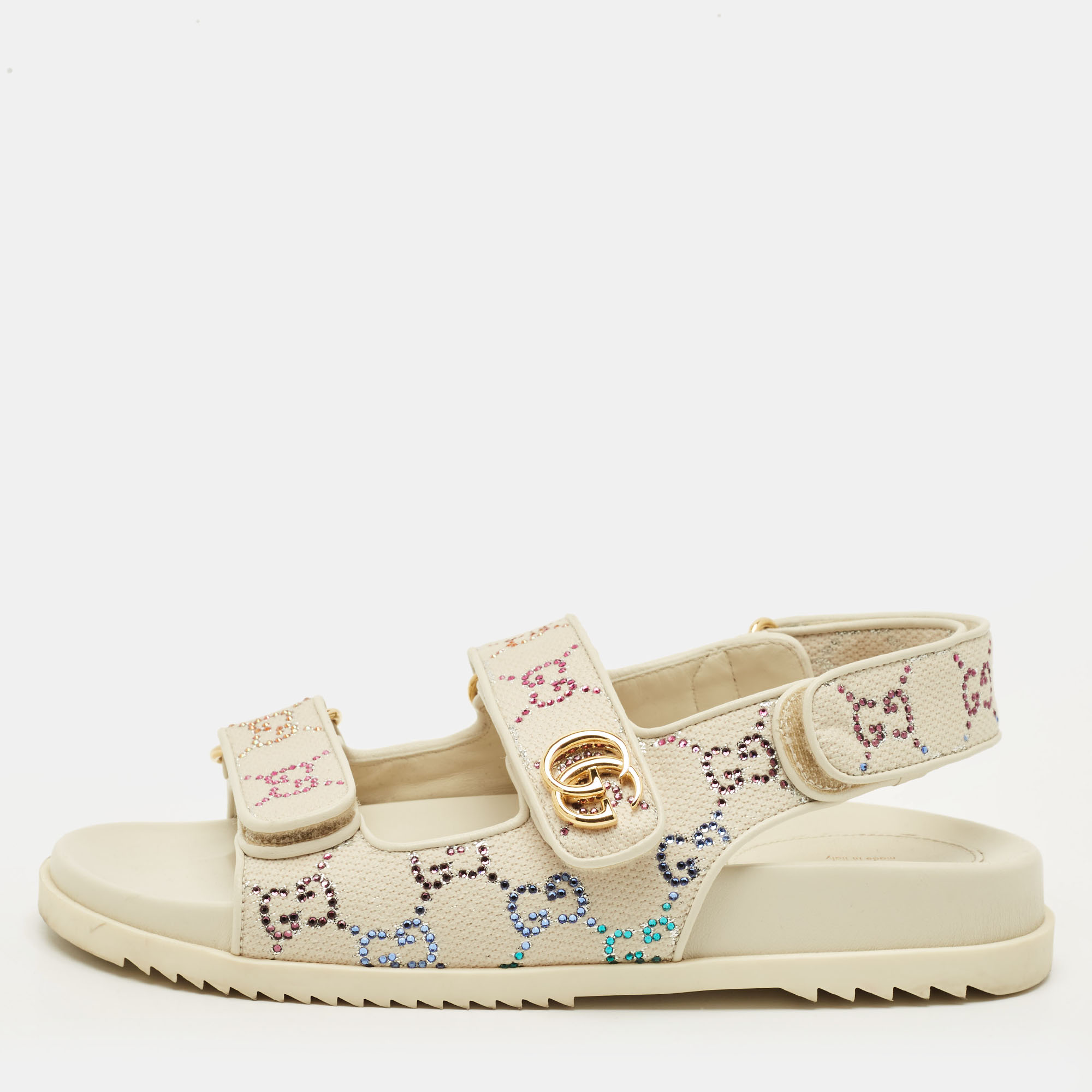 

Gucci GG Size  Cream Canvas and Leather Slingback Sandals