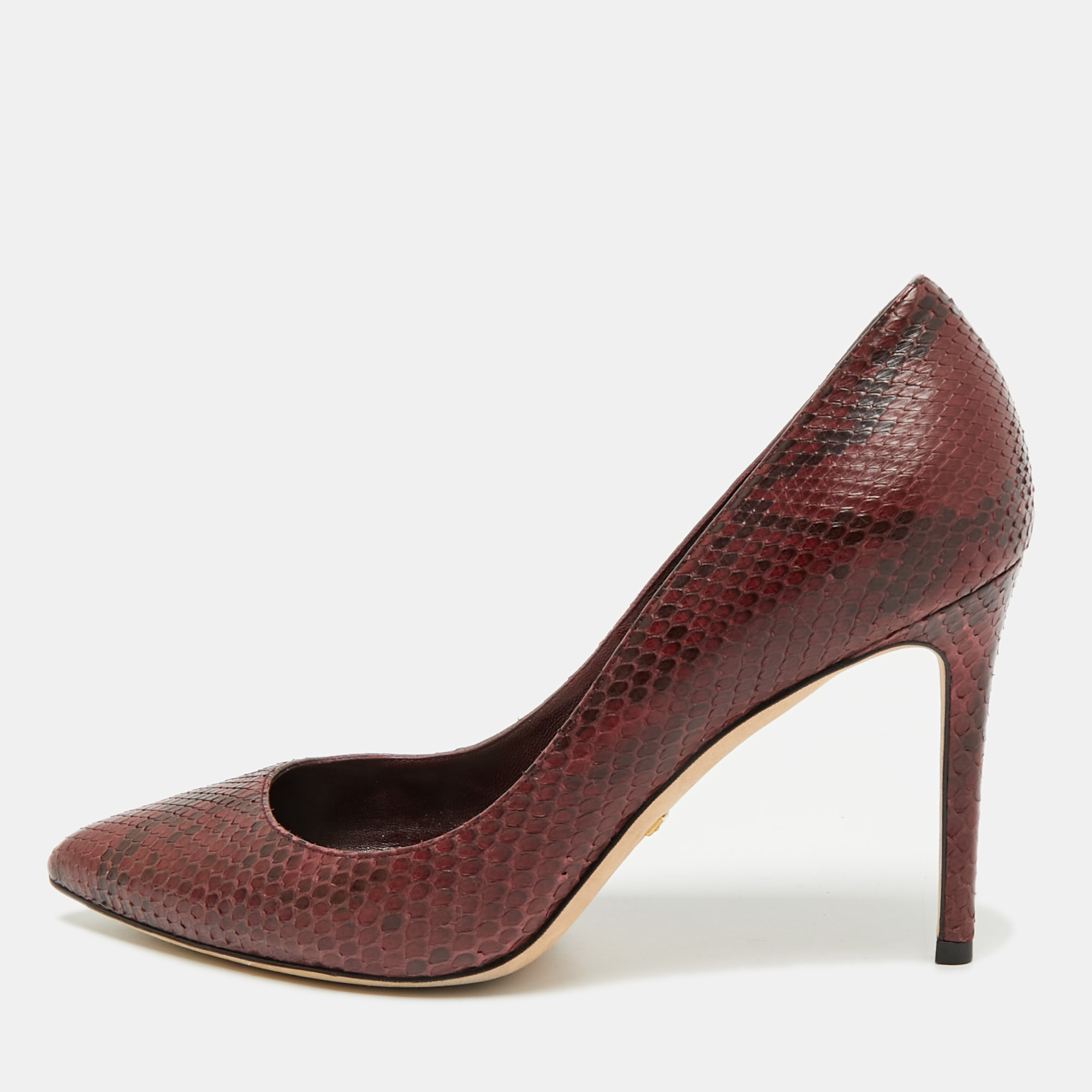 

Gucci Size  Burgundy Python Leather Pointed Toe Pumps