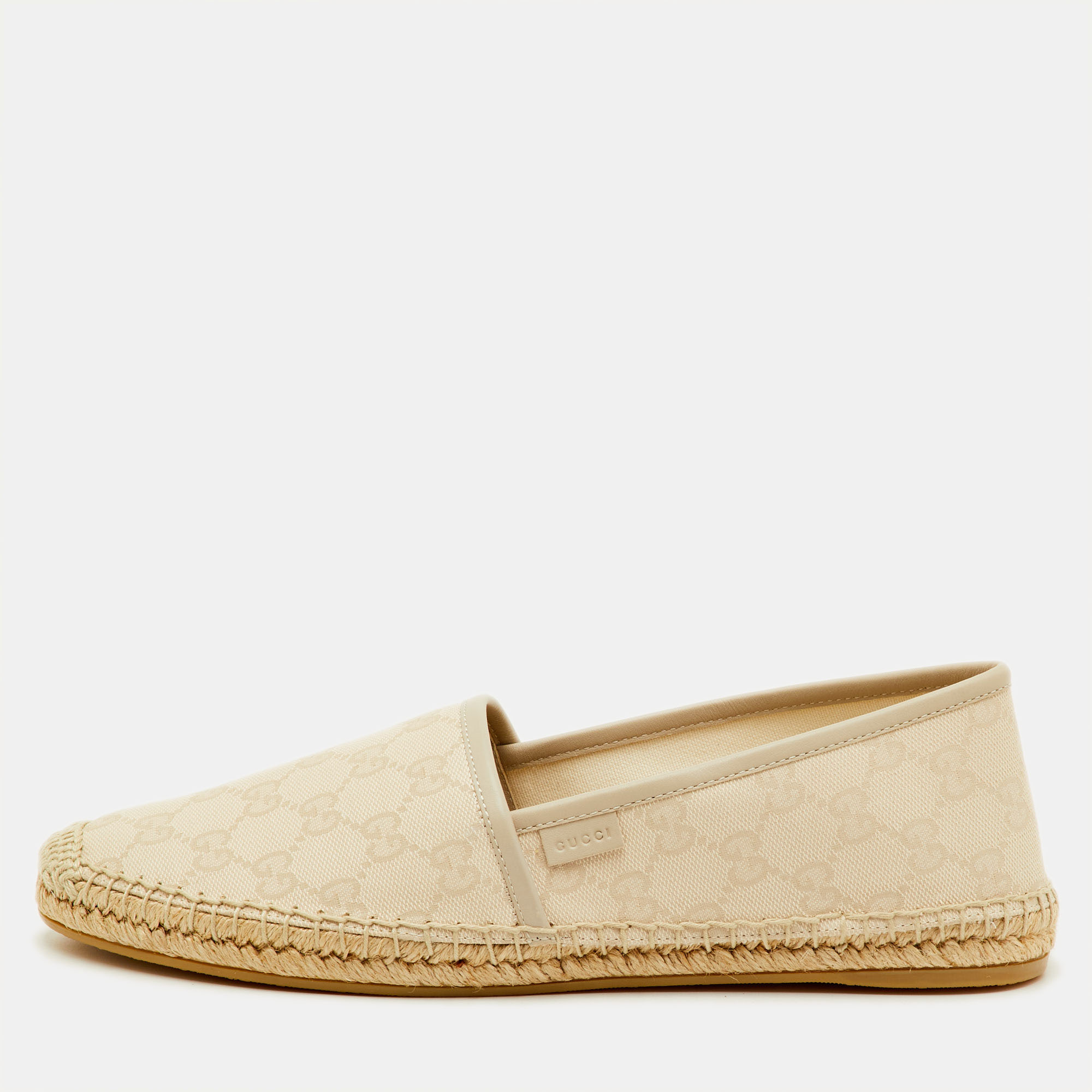

Gucci Size  Cream GG Canvas and Leather Espadrille Flats